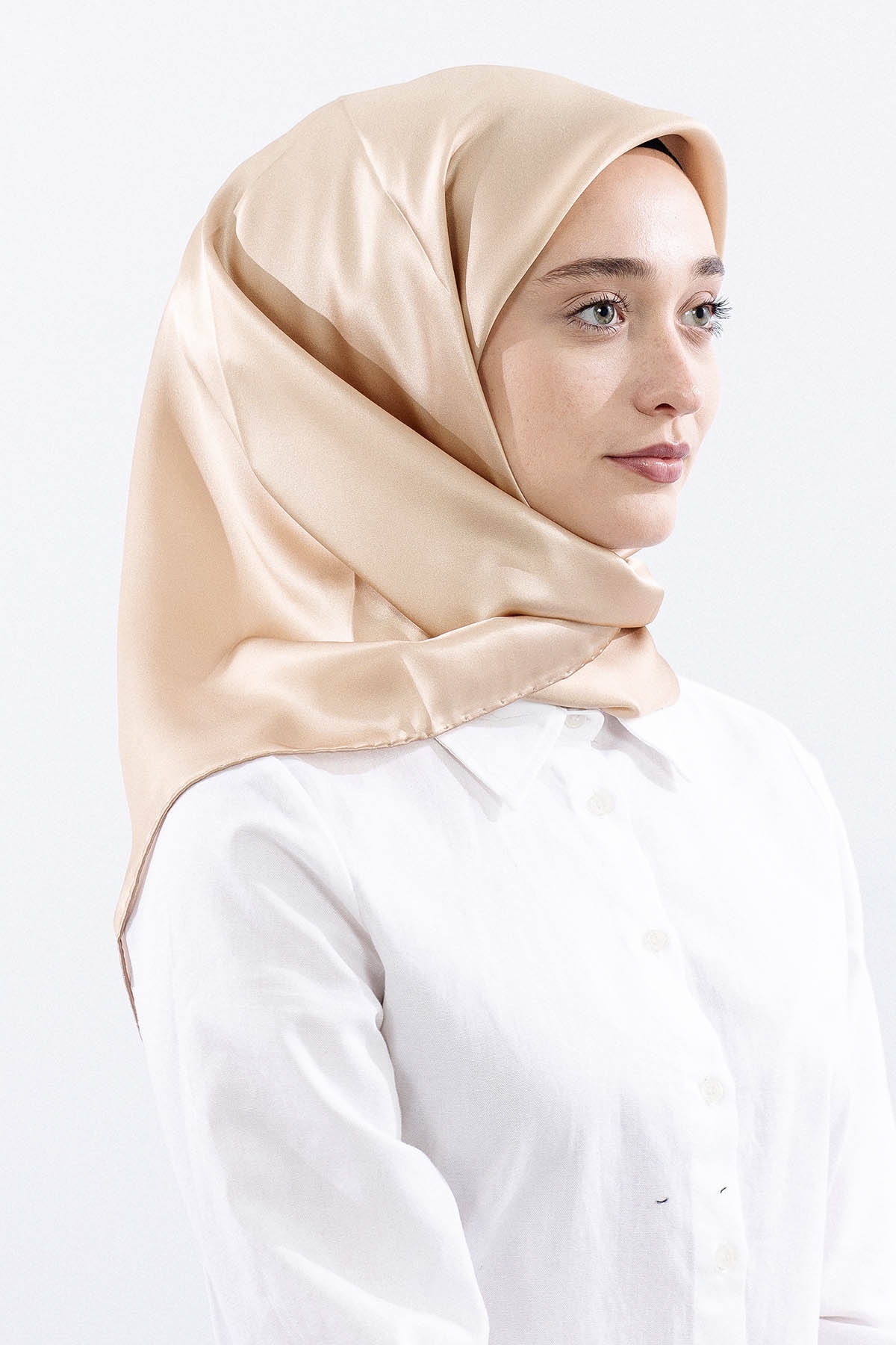 Sura İpek Eşarp 90*90 Sade - Gold - 2