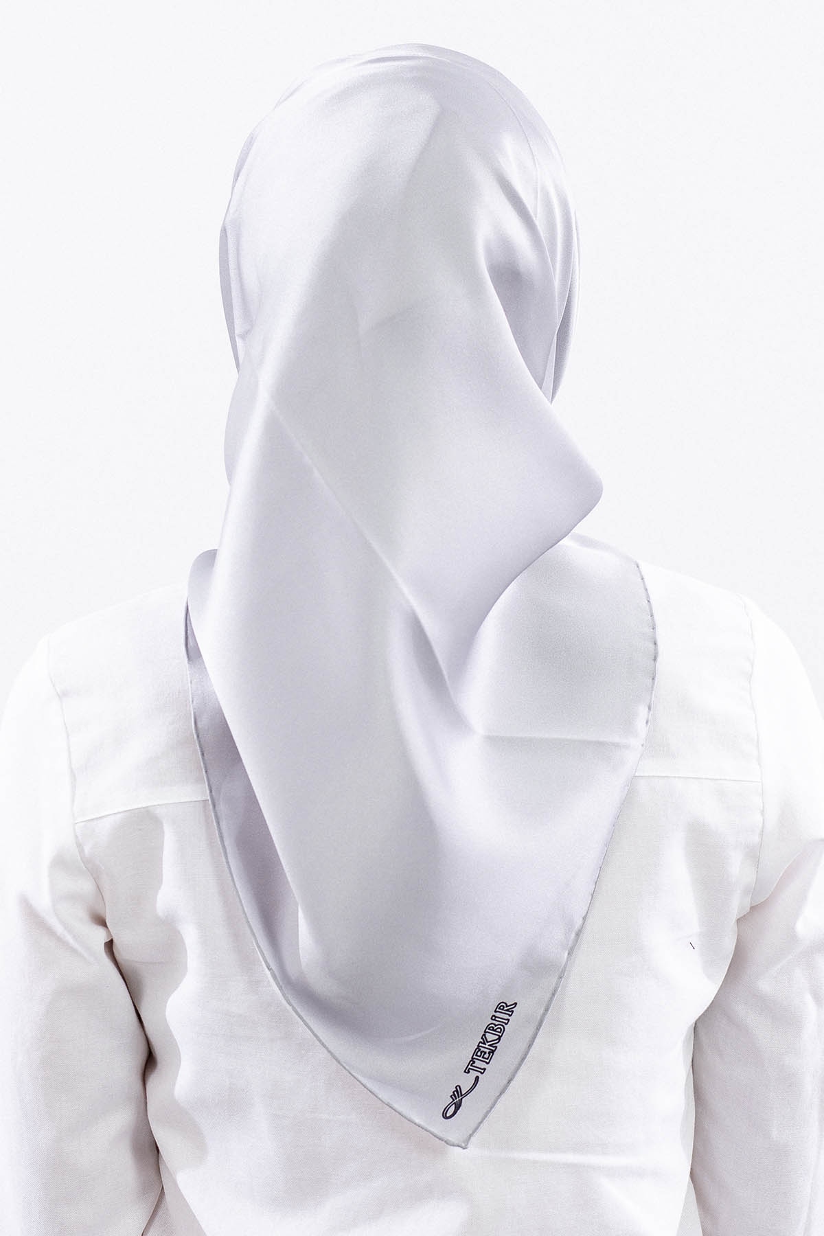 Sura İpek Eşarp 90*90 Sade - Gumus - 4