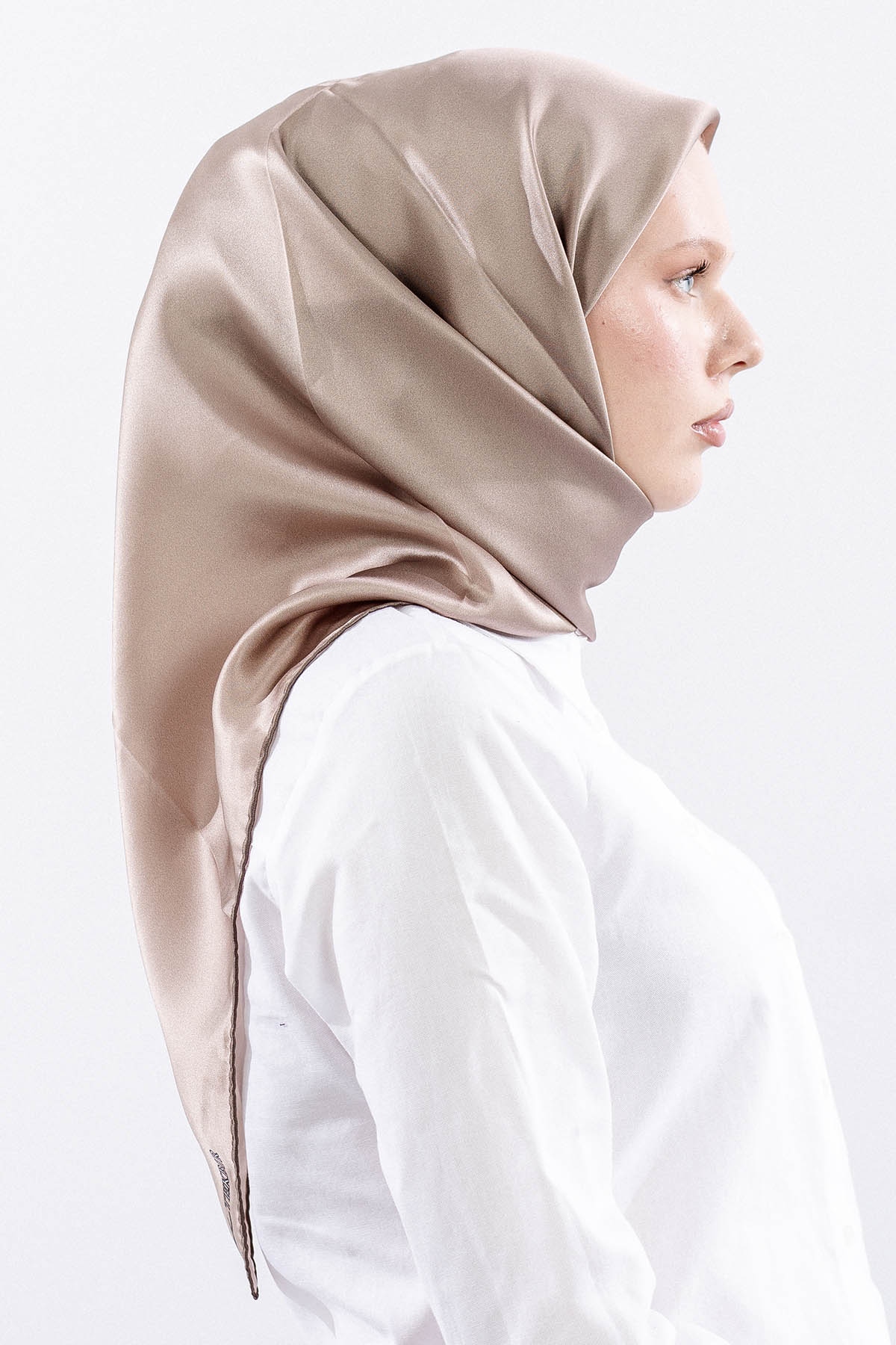 Sura İpek Eşarp 90*90 Sade - Vizon - 3