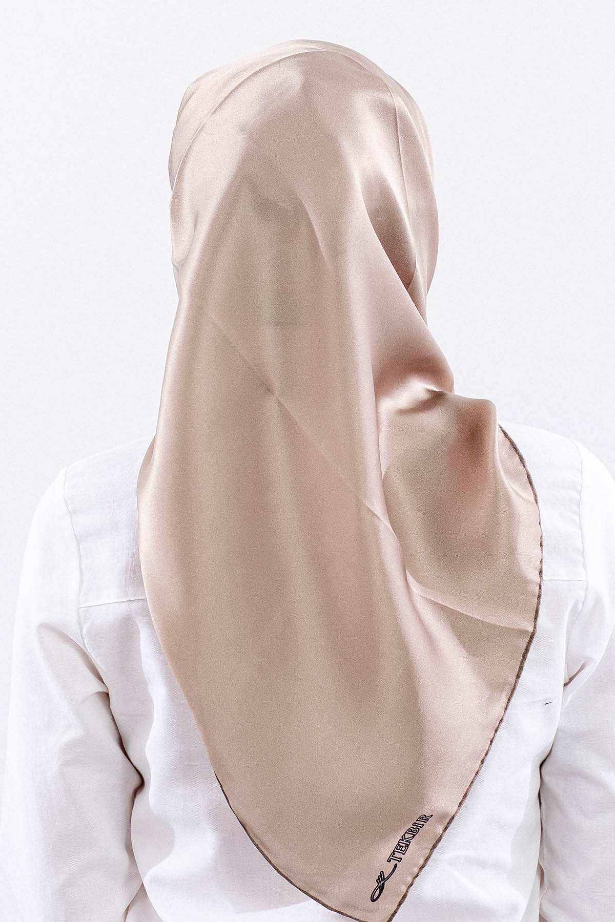 Sura İpek Eşarp 90*90 Sade - Vizon - 4