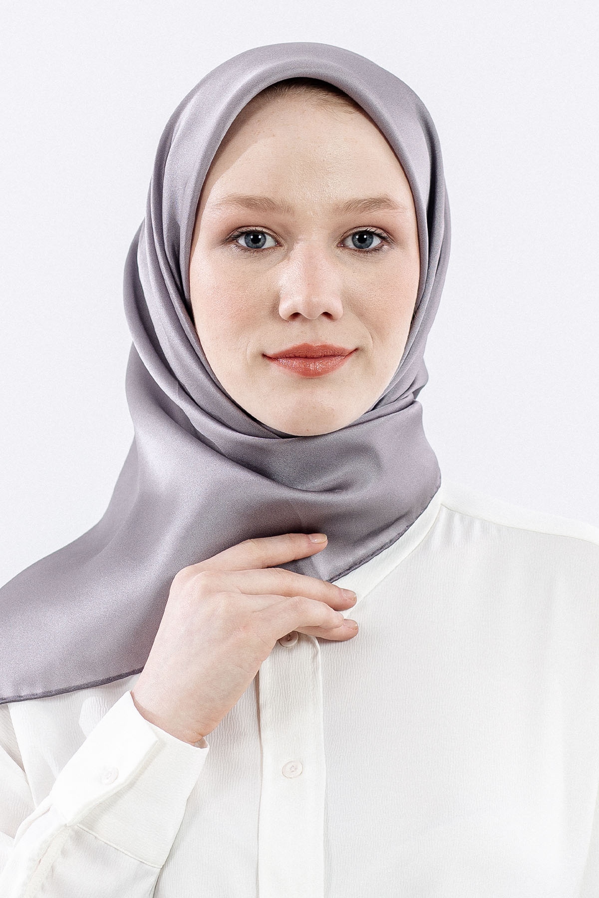 Sura İpek Eşarp Sade - Antrasit - 1