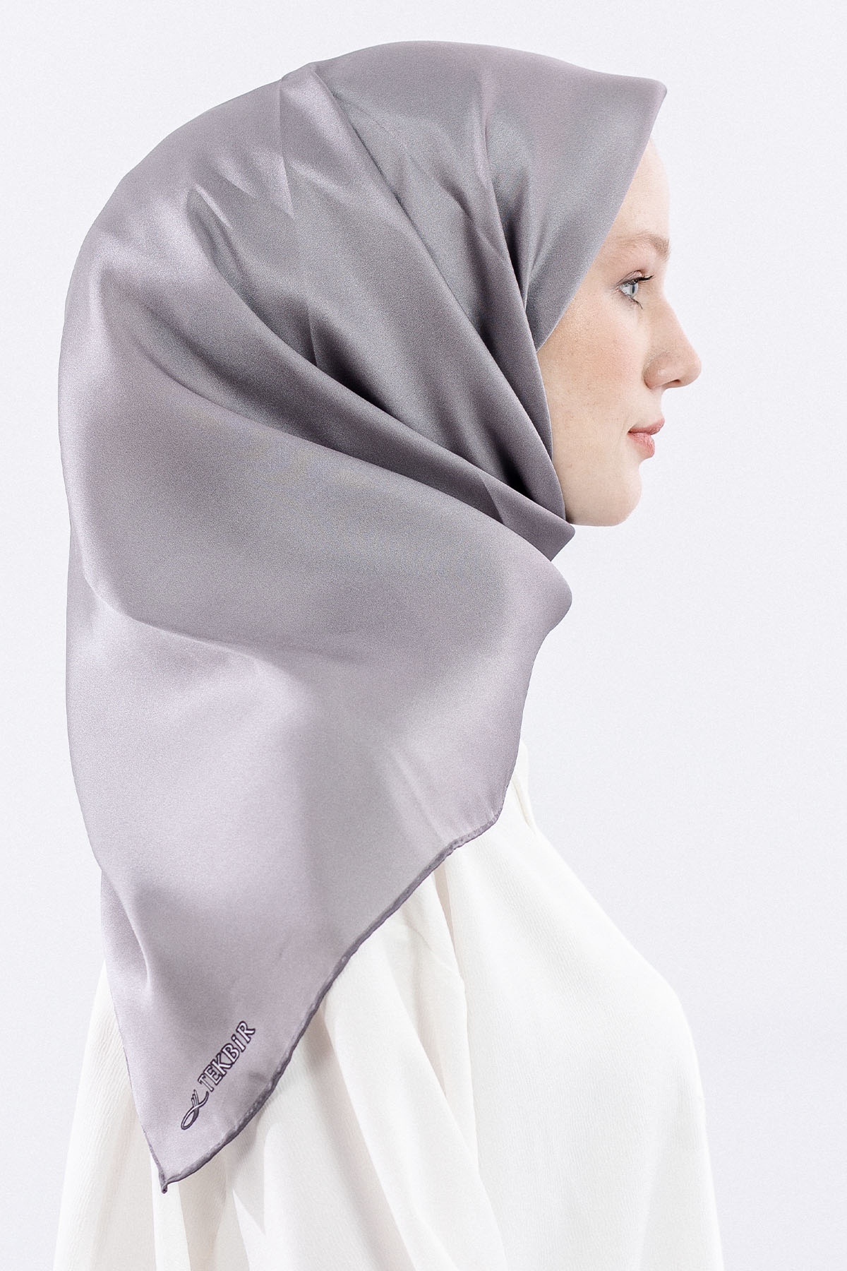 Sura İpek Eşarp Sade - Antrasit - 3