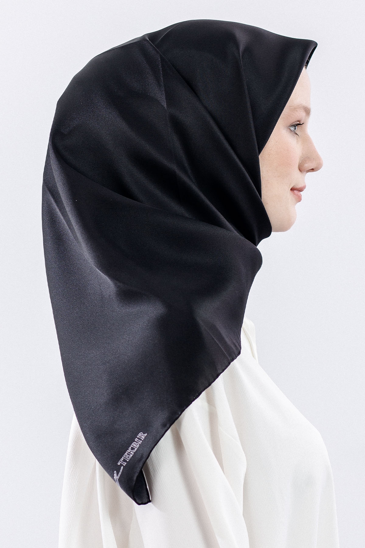 Sura İpek Eşarp Sade - Siyah - 3