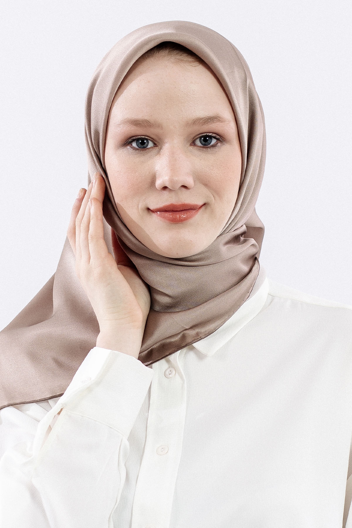 Sura İpek Eşarp Sade - Vizon - 1