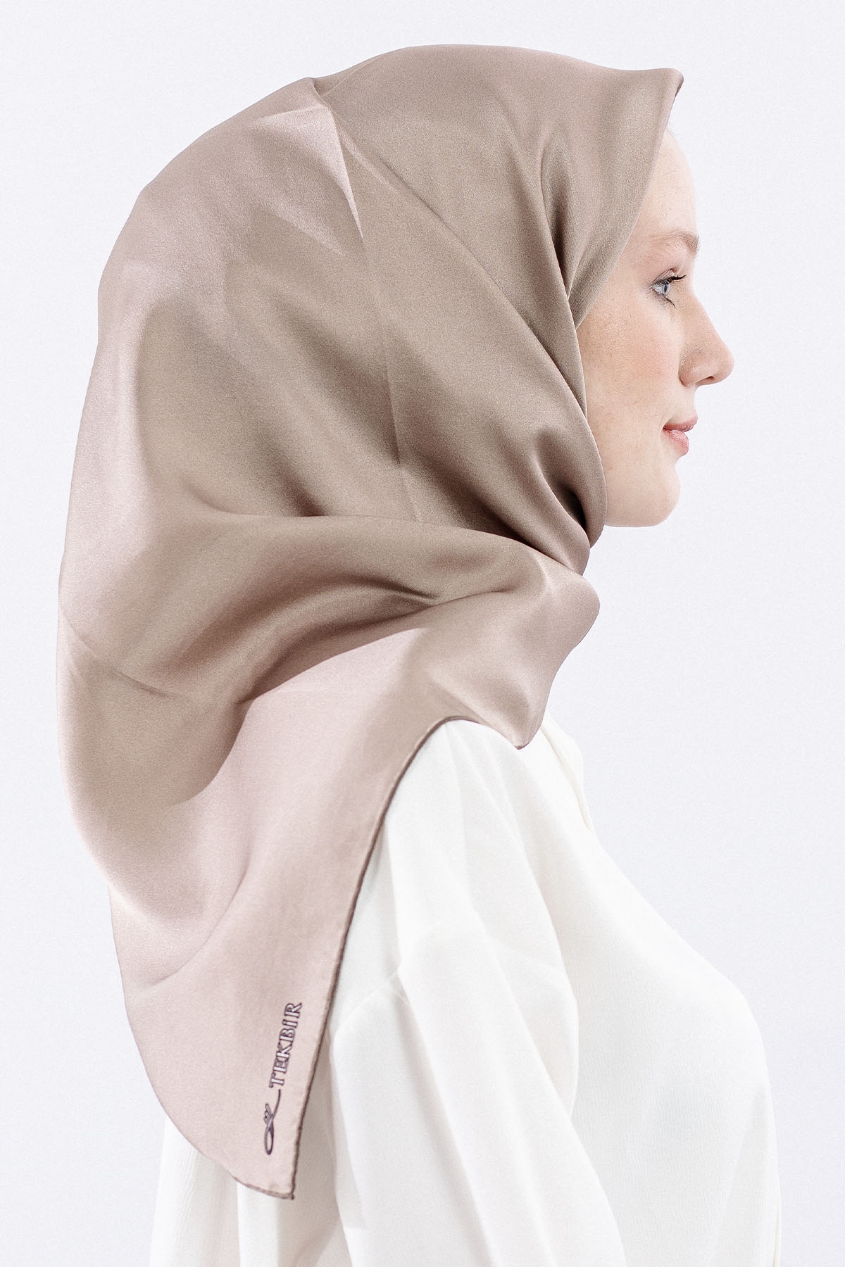 Sura İpek Eşarp Sade - Vizon - 3