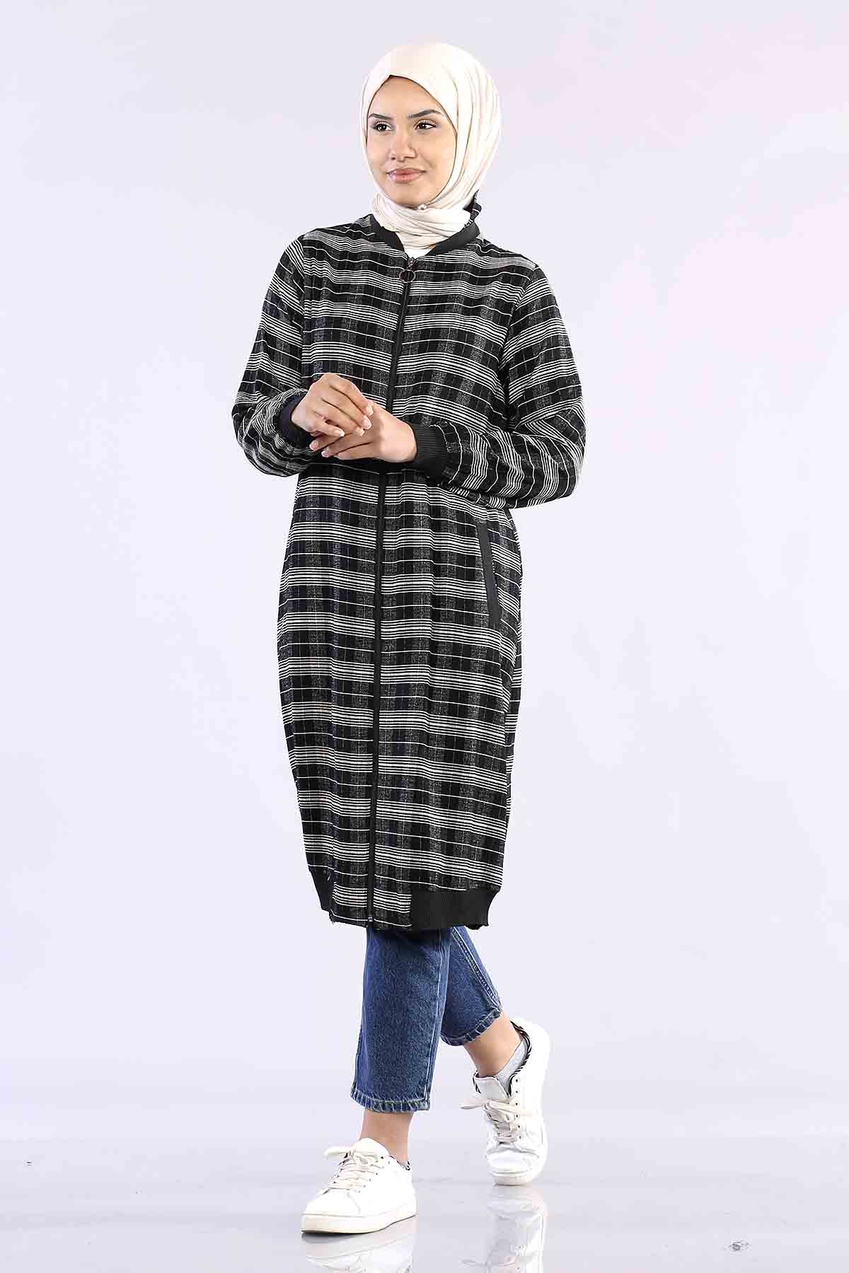 T1144  Ribana Tunik 38-46 - Siyah_krem - 1