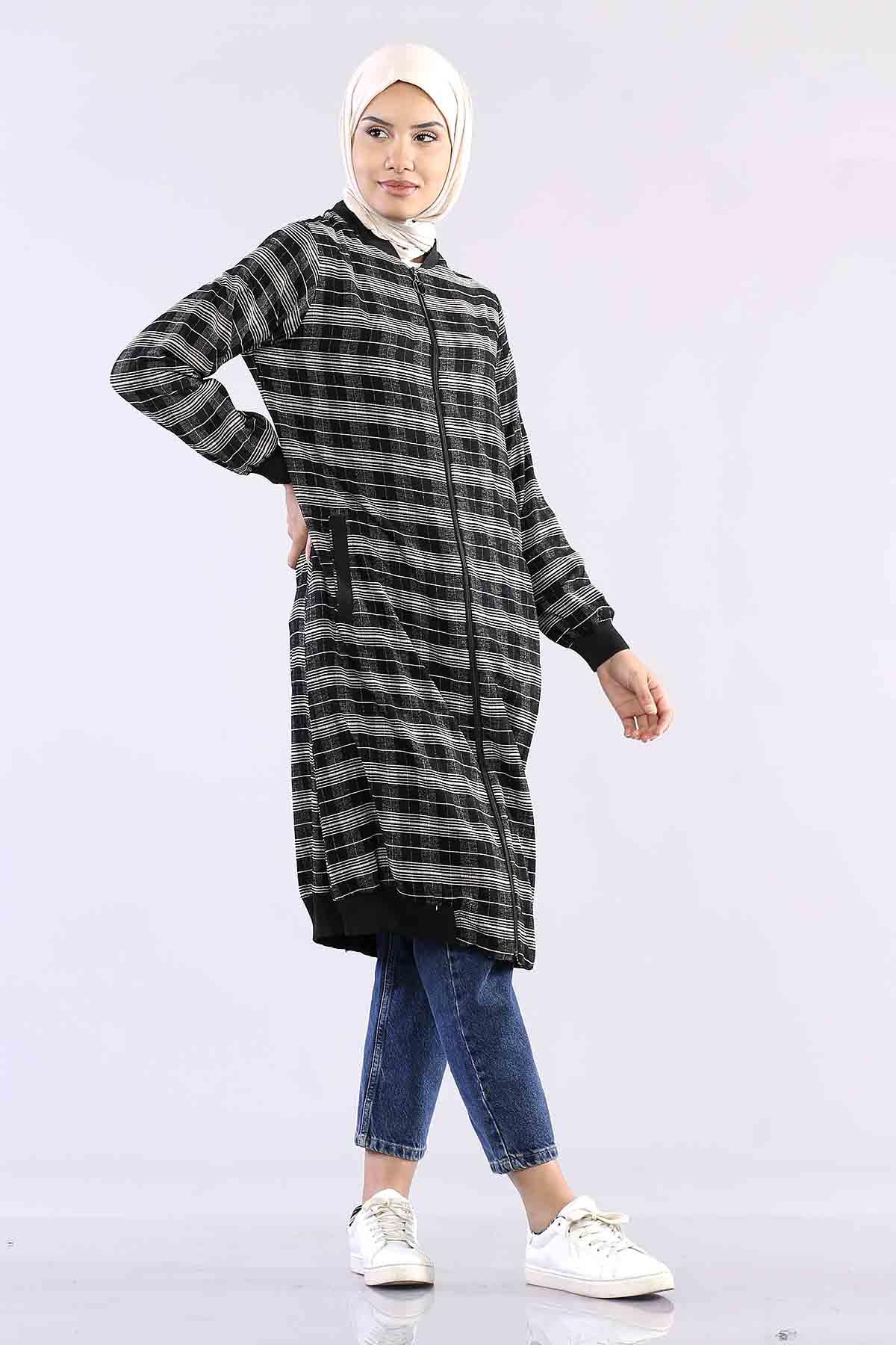 T1144  Ribana Tunik 38-46 - Siyah_krem - 2
