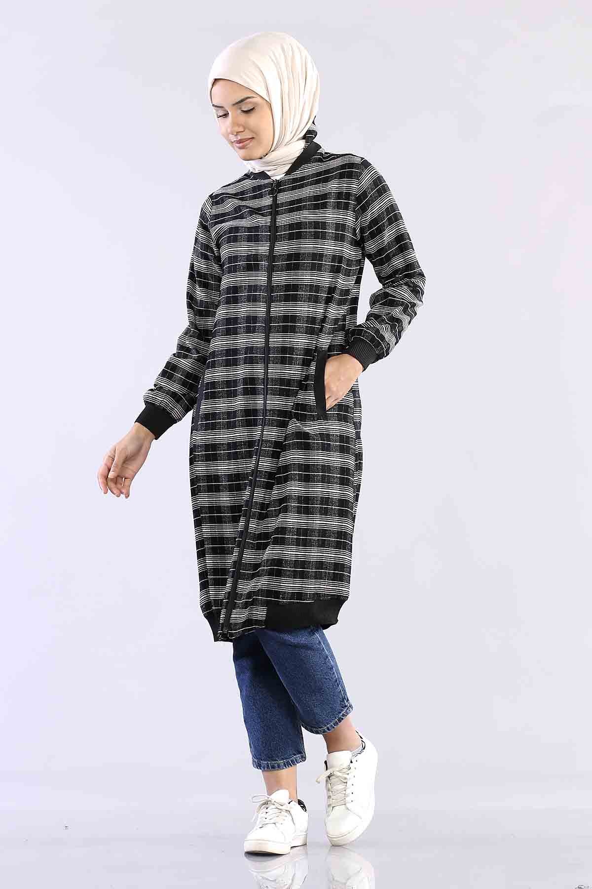 T1144  Ribana Tunik 38-46 - Siyah_krem - 4