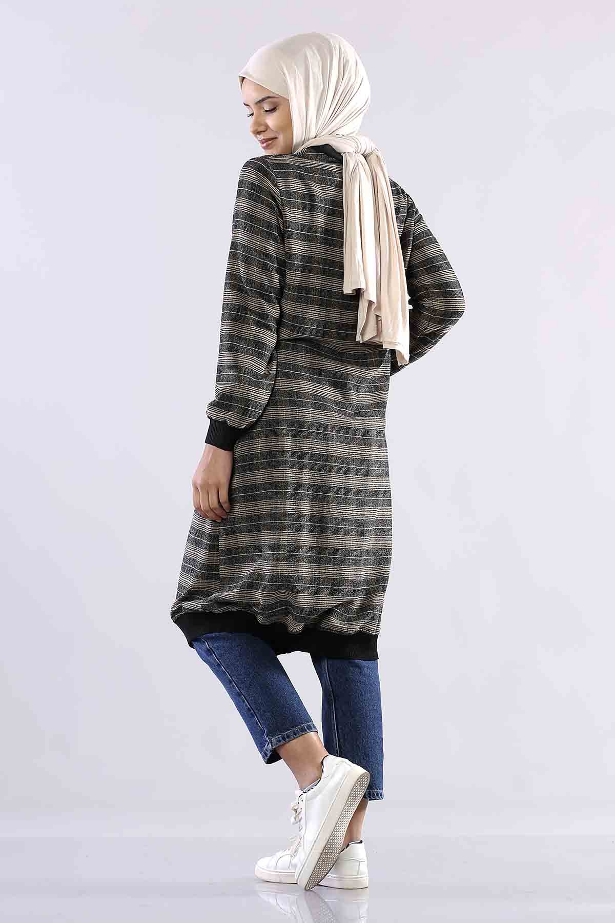 T1144  Ribana Tunik 38-46 - Siyah_sari - 5