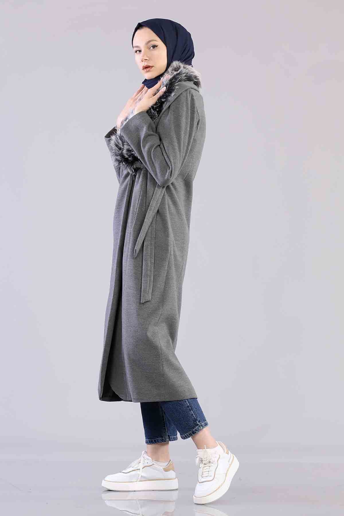 T1161 Kürklü Kaşe 40-50 - Fume - 3