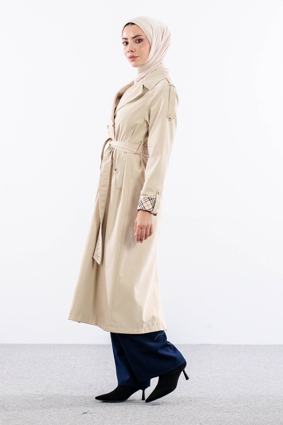 T1581 Trenç Kap 38-46 42 Cıft Burberry Astar - Bej - 2