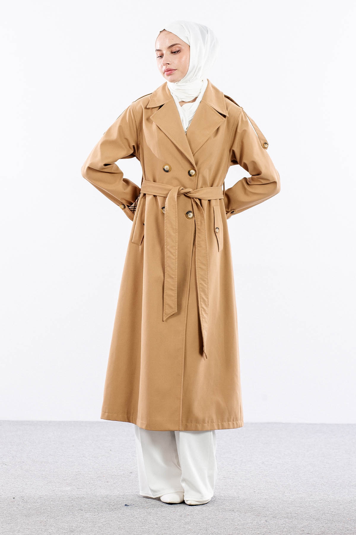 T1581 Trenç Kap 38-46 42 Cıft Burberry Astar - Camel - 2