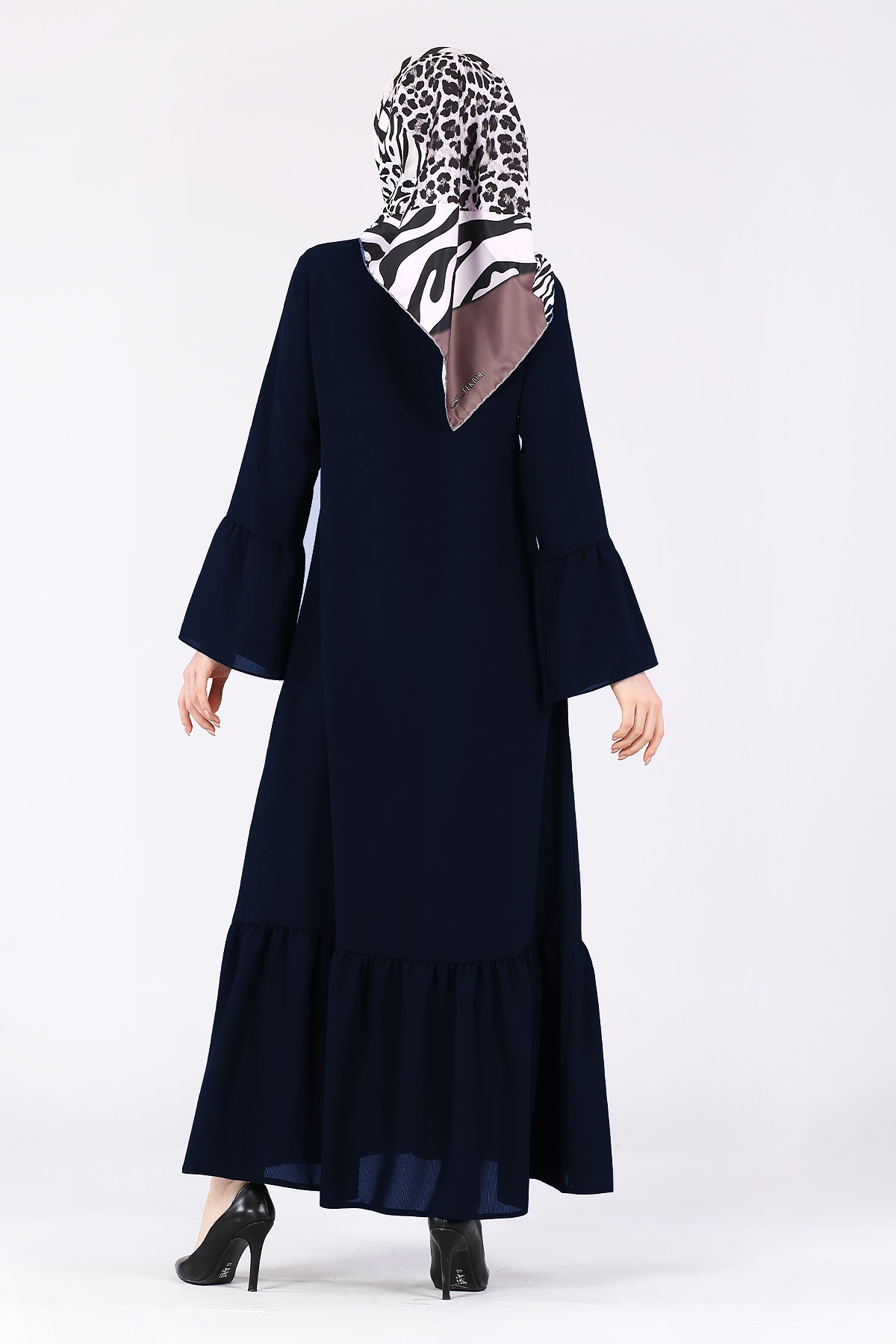 Taş Detaylı Ferace Lacivert - 5