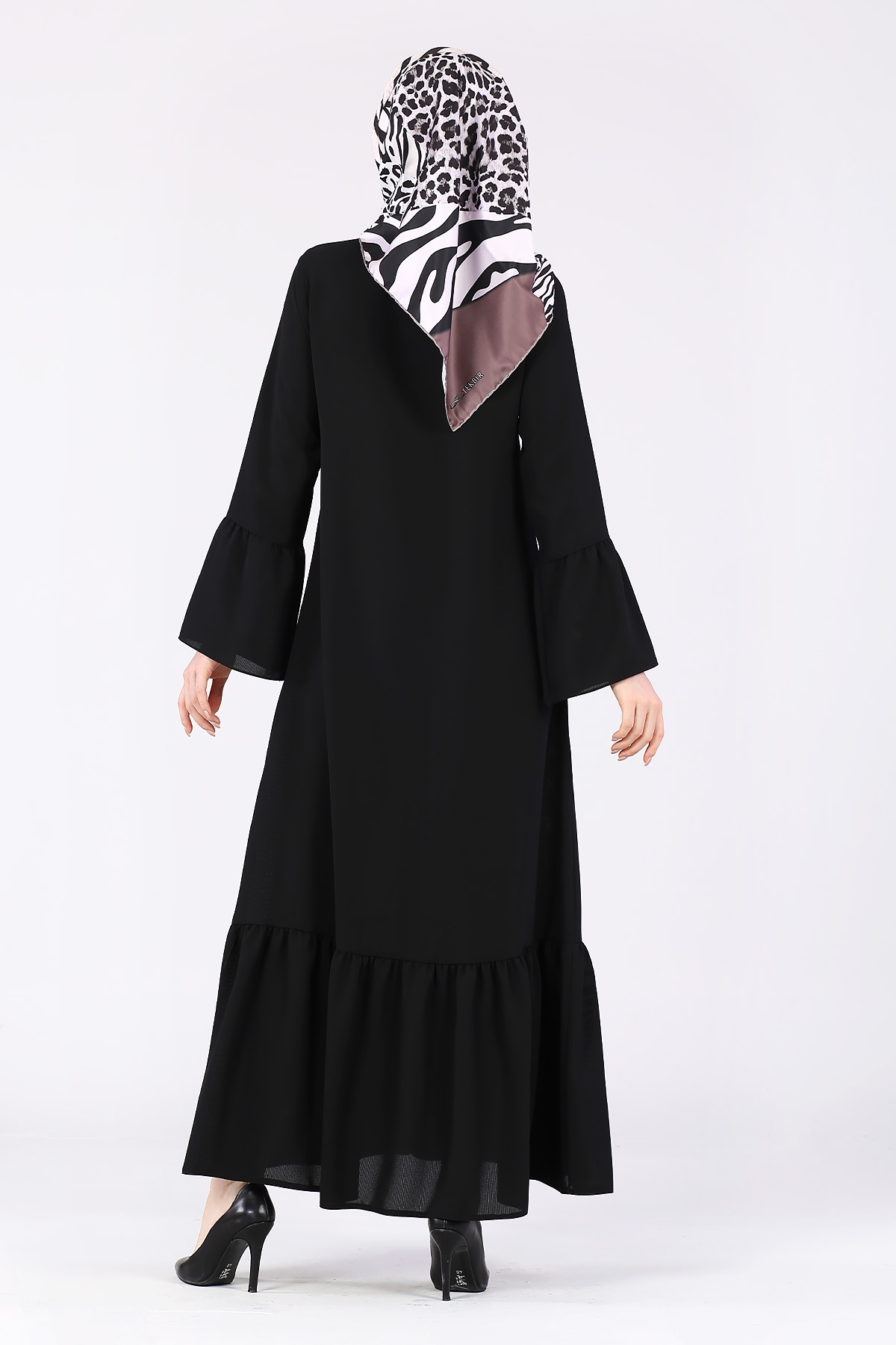 Taş Detaylı Ferace Siyah - 5