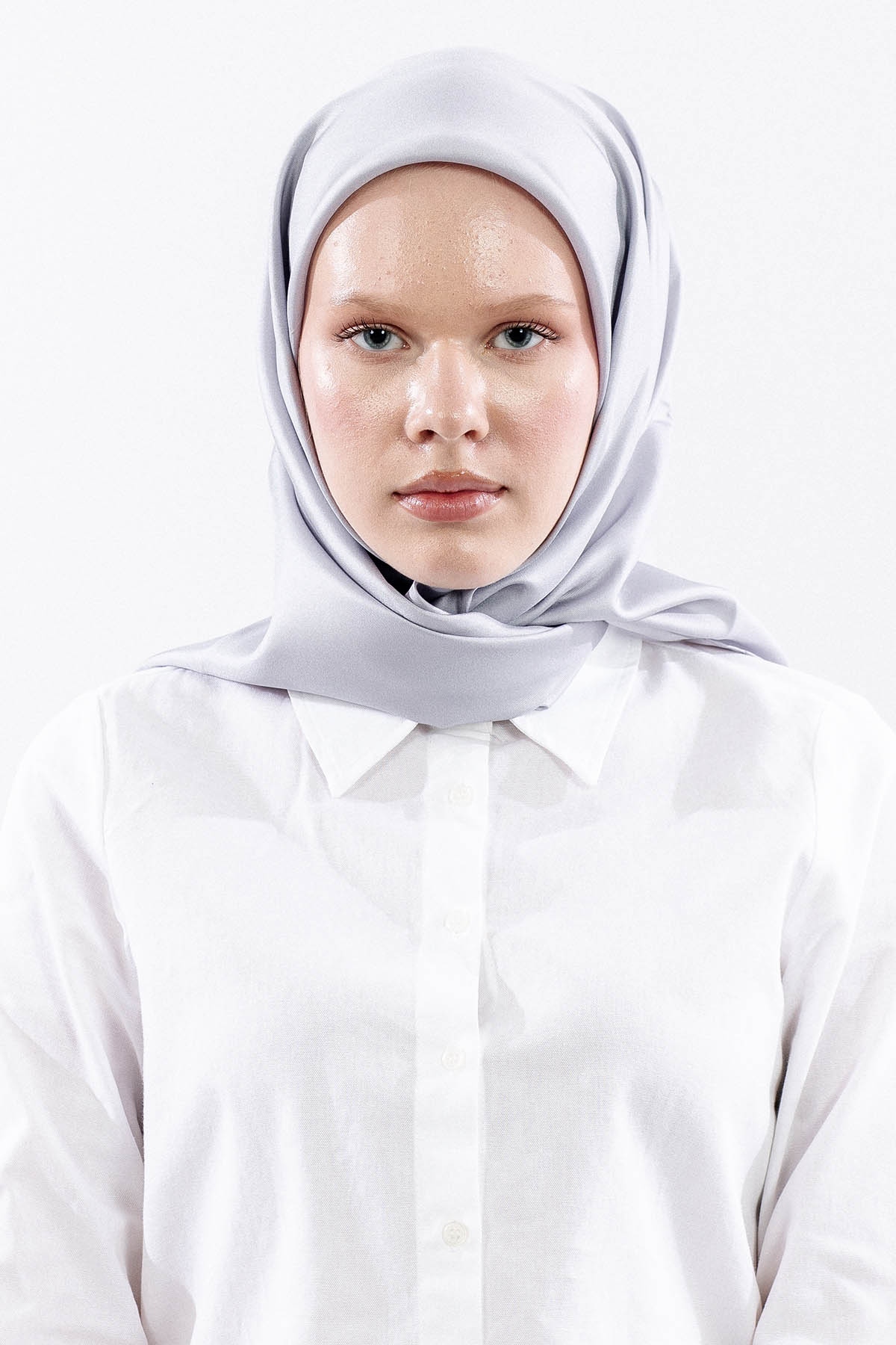 Tvil İpek Eşarp 90*90 Tvil Kumas - Gumus - 1