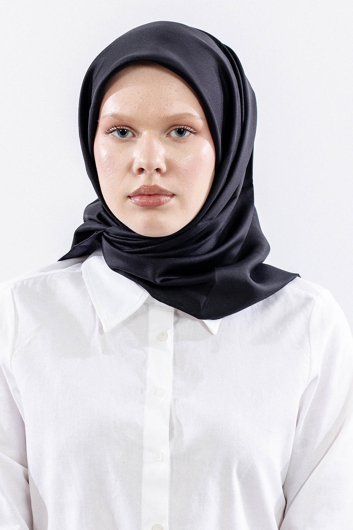 Tvil İpek Eşarp 90*90 Tvil Kumas - Siyah - 1