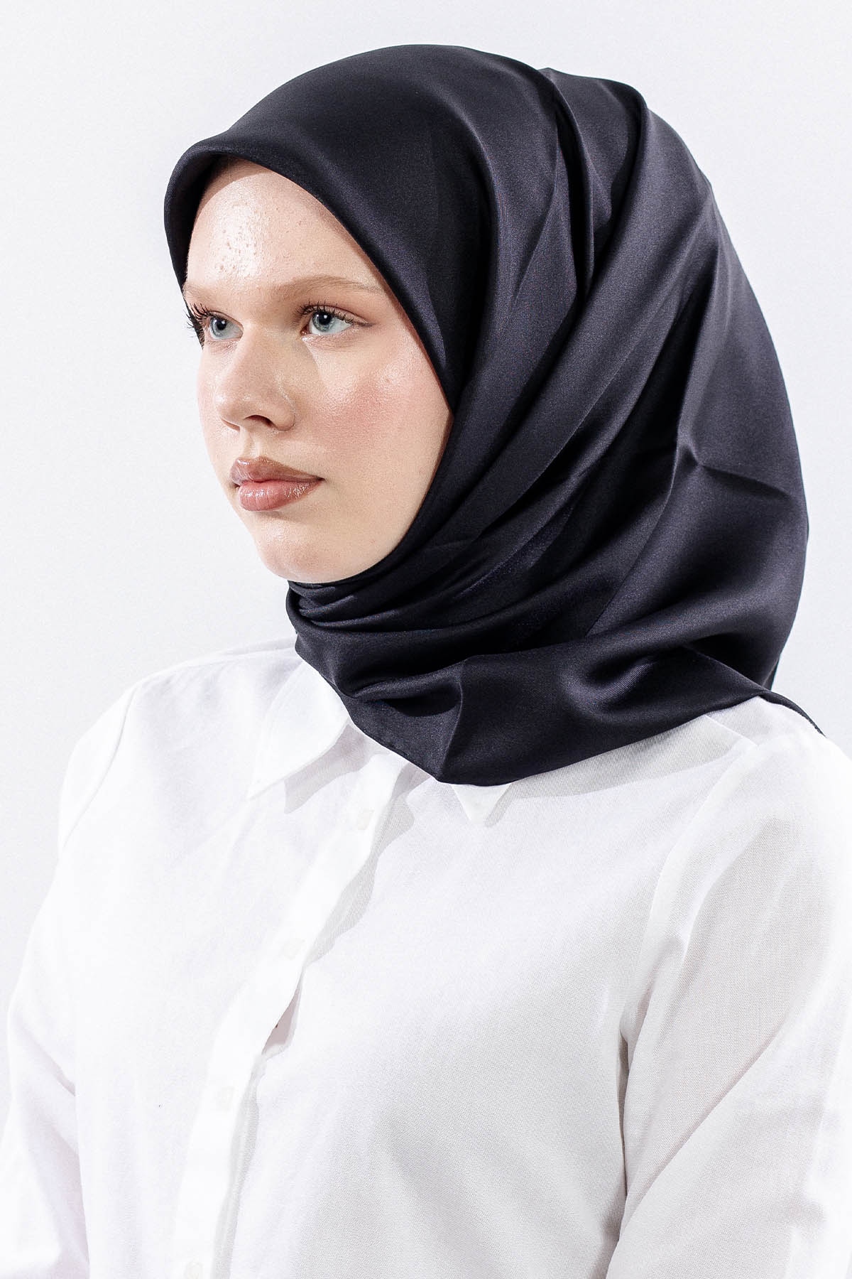 Tvil İpek Eşarp 90*90 Tvil Kumas - Siyah - 2