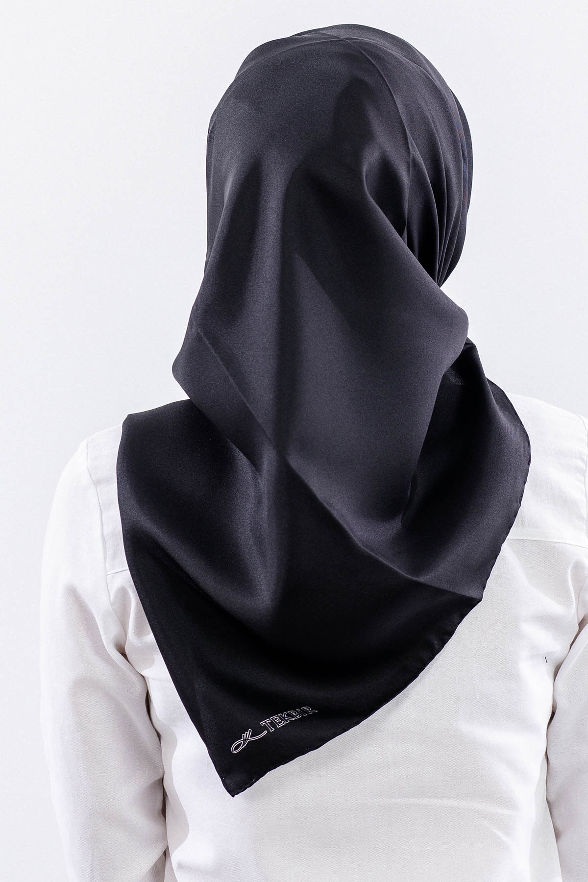 Tvil İpek Eşarp 90*90 Tvil Kumas - Siyah - 4