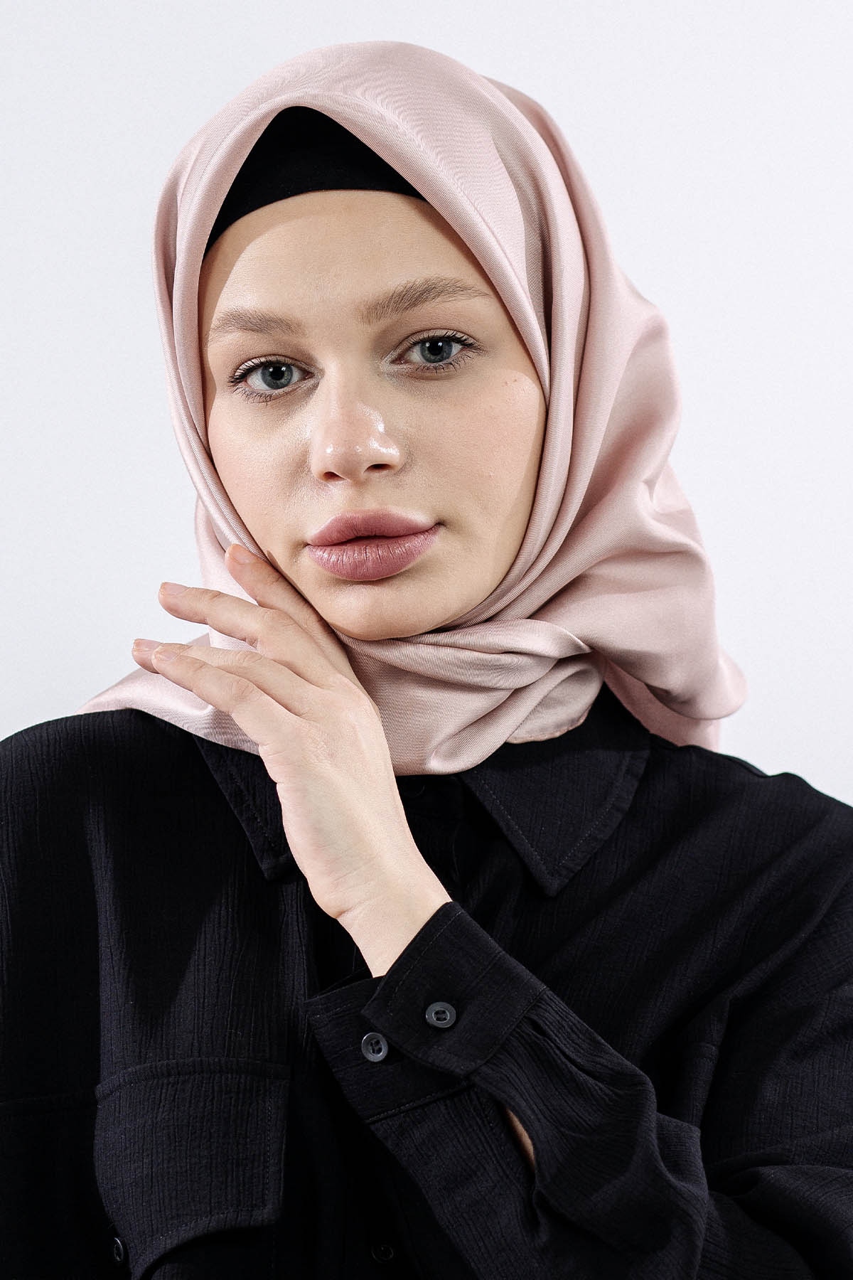 Tvil İpek Eşarp Sade - A_vizon - 1