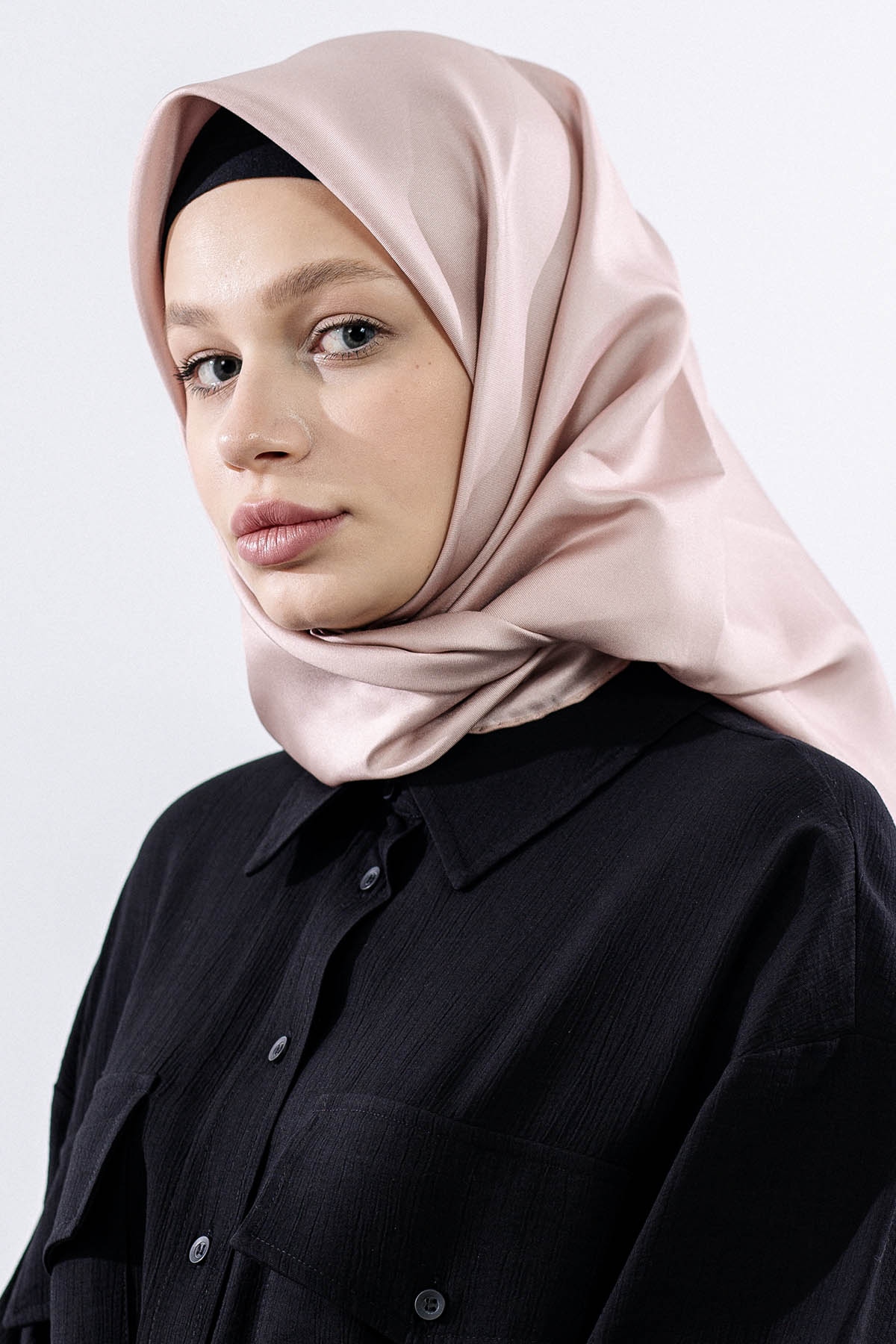 Tvil İpek Eşarp Sade - A_vizon - 2