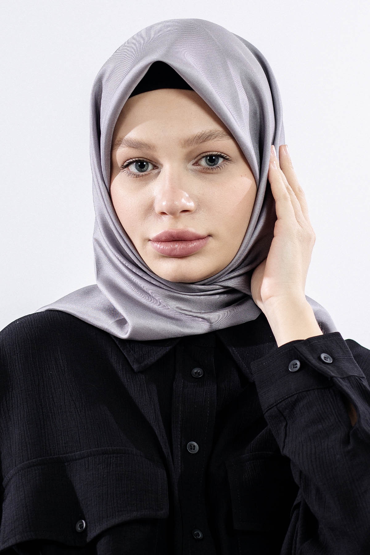 Tvil İpek Eşarp Sade - Gumus_gri - 1