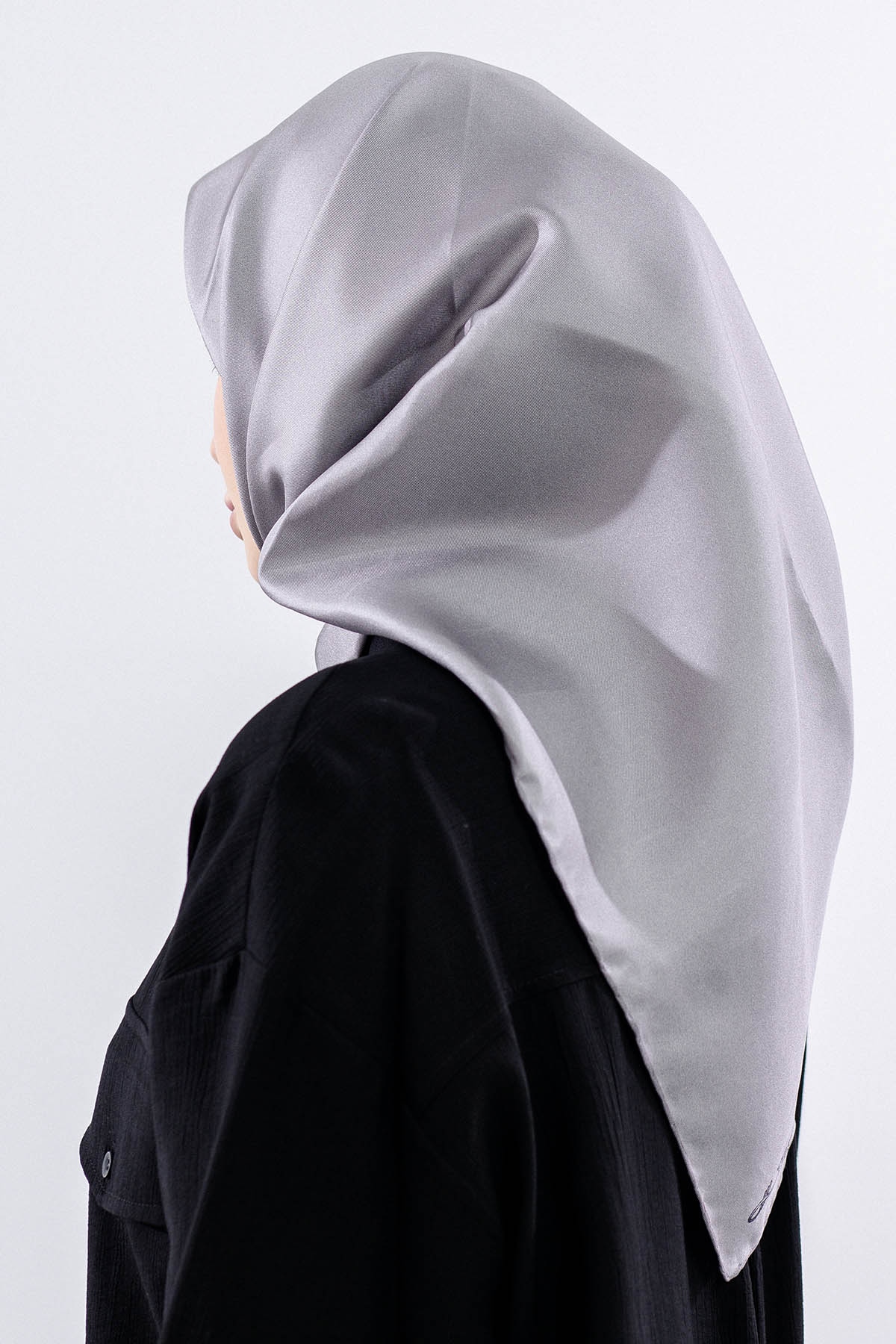 Tvil İpek Eşarp Sade - Gumus_gri - 3