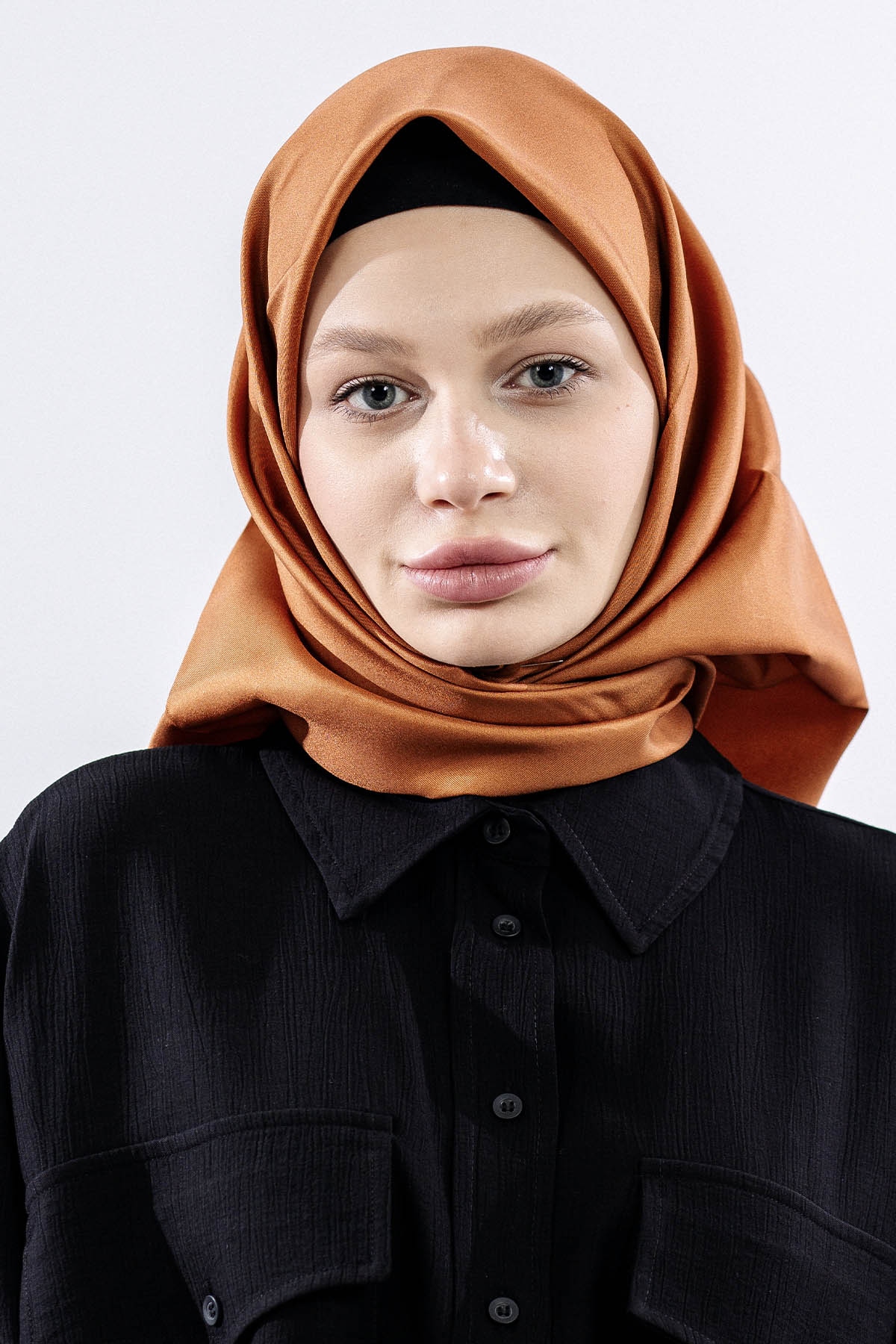 Tvil İpek Eşarp Sade - Kiremit - 1