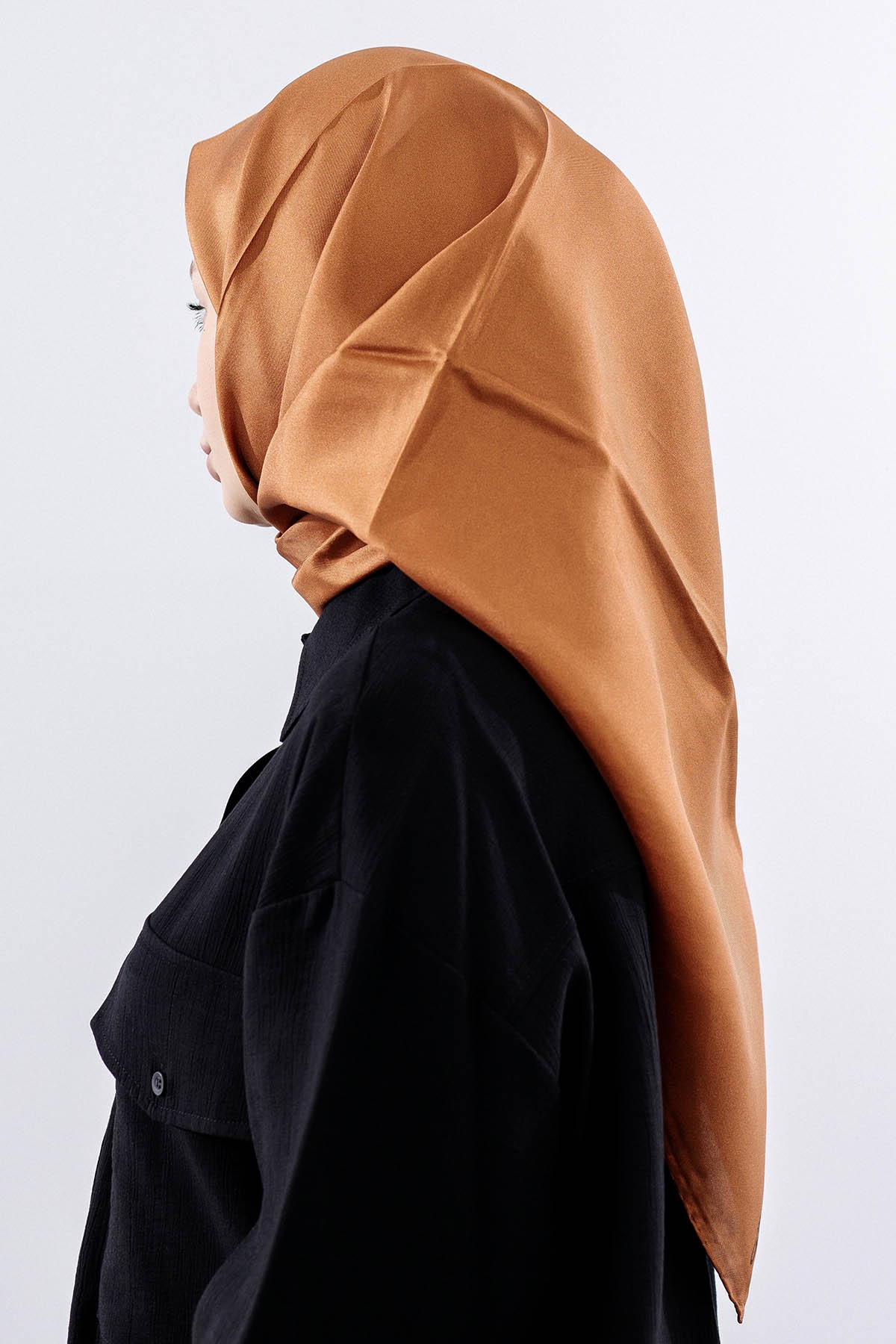 Tvil İpek Eşarp Sade - Kiremit - 3