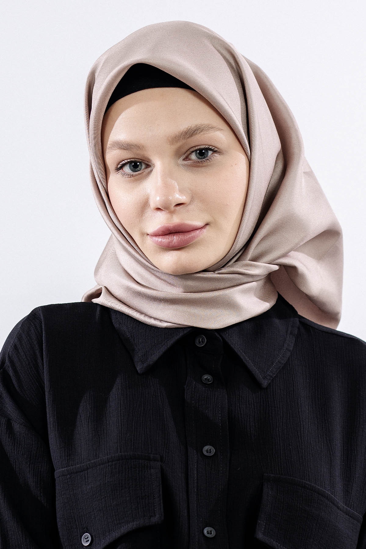 Tvil İpek Eşarp Sade - Toprak - 1