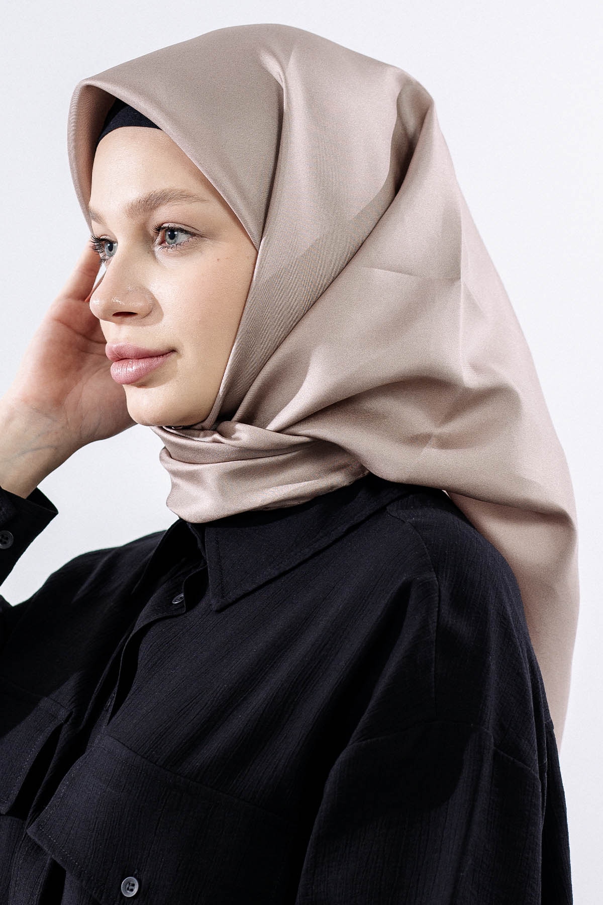 Tvil İpek Eşarp Sade - Toprak - 2