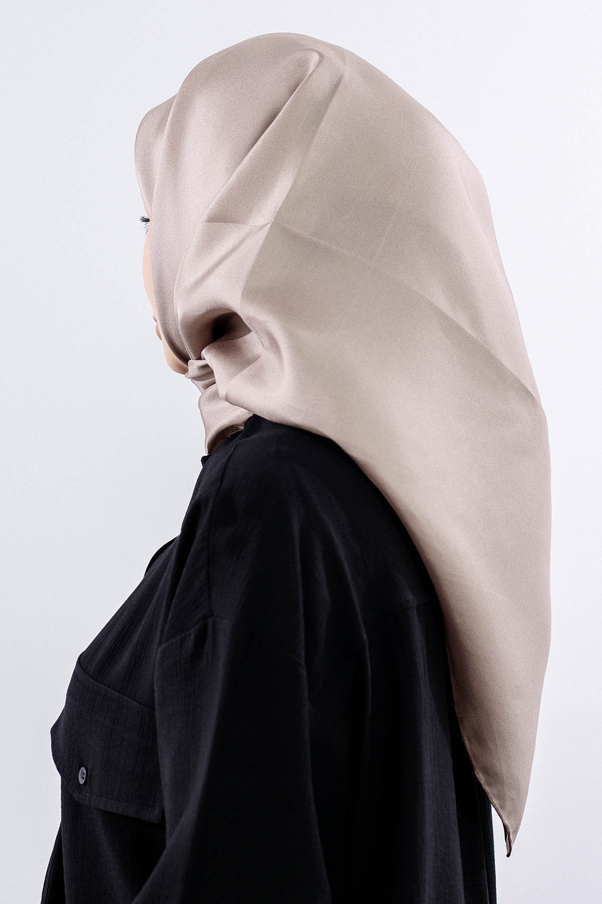 Tvil İpek Eşarp Sade - Toprak - 3