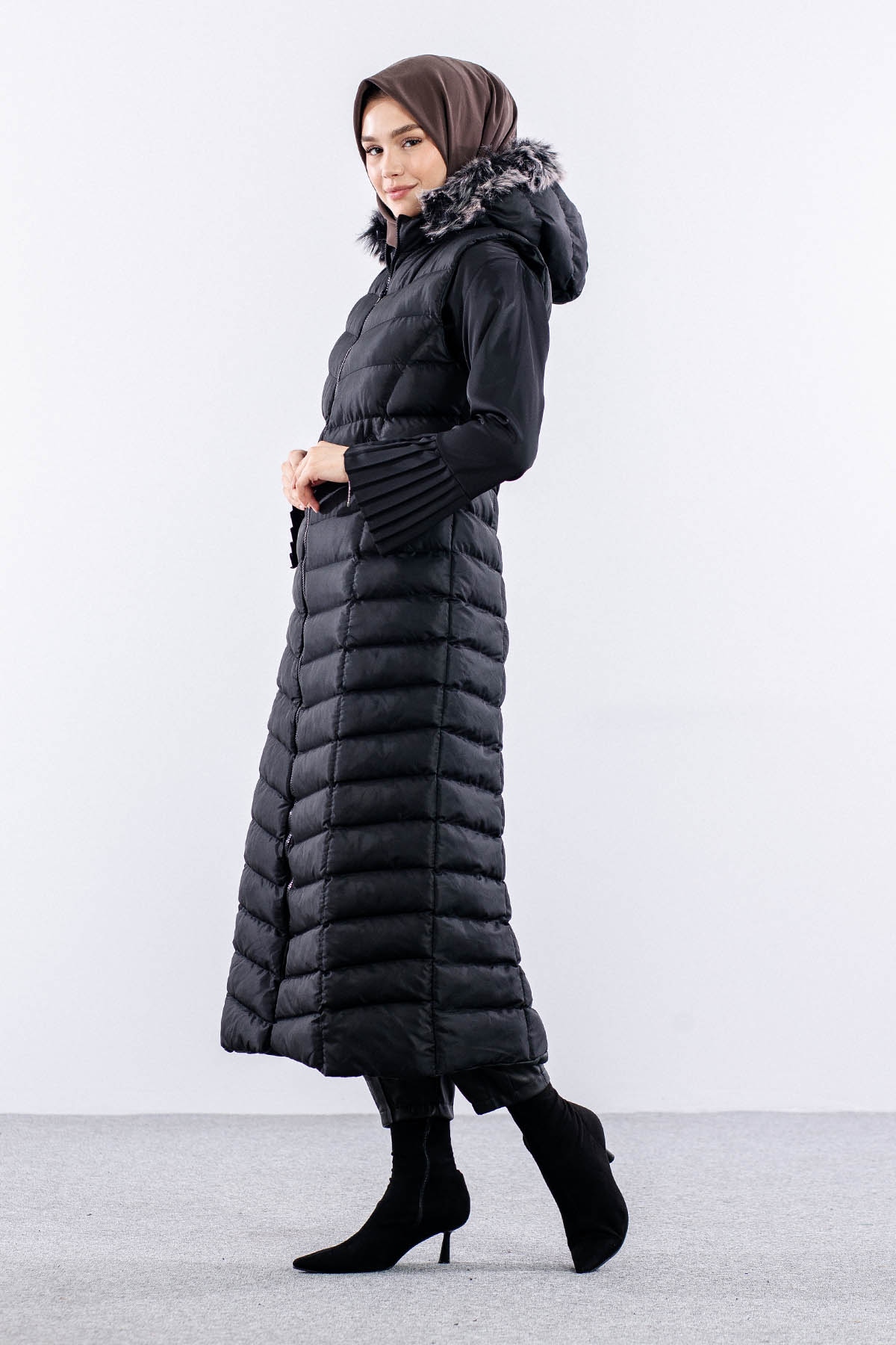 Uzun şişme Yelek 38-48 - Siyah - 3