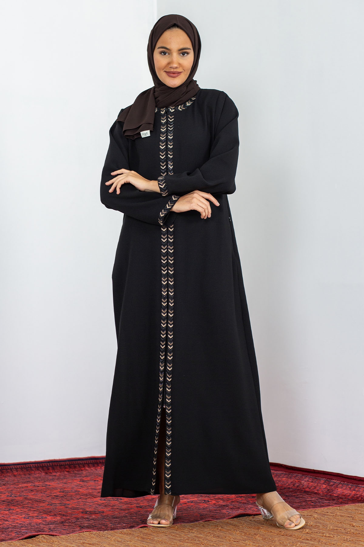 Y2202 şik Ferace 44-54 - Siyah - 2