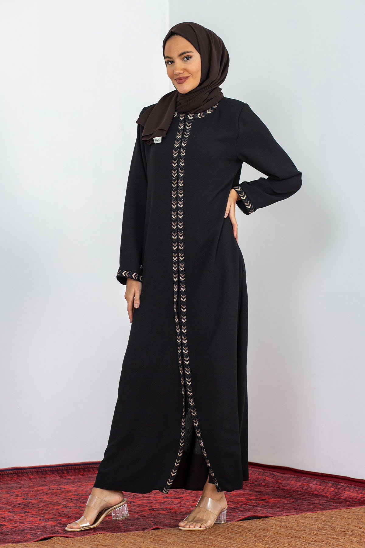 Y2202 şik Ferace 44-54 - Siyah - 3