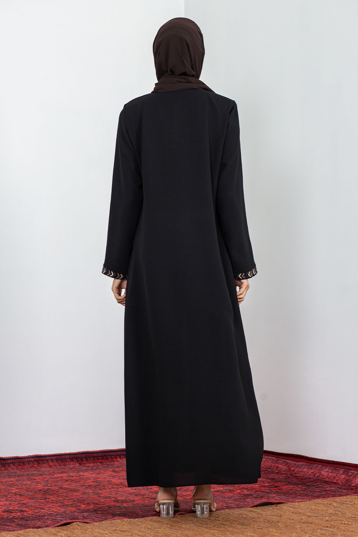 Y2202 şik Ferace 44-54 - Siyah - 5