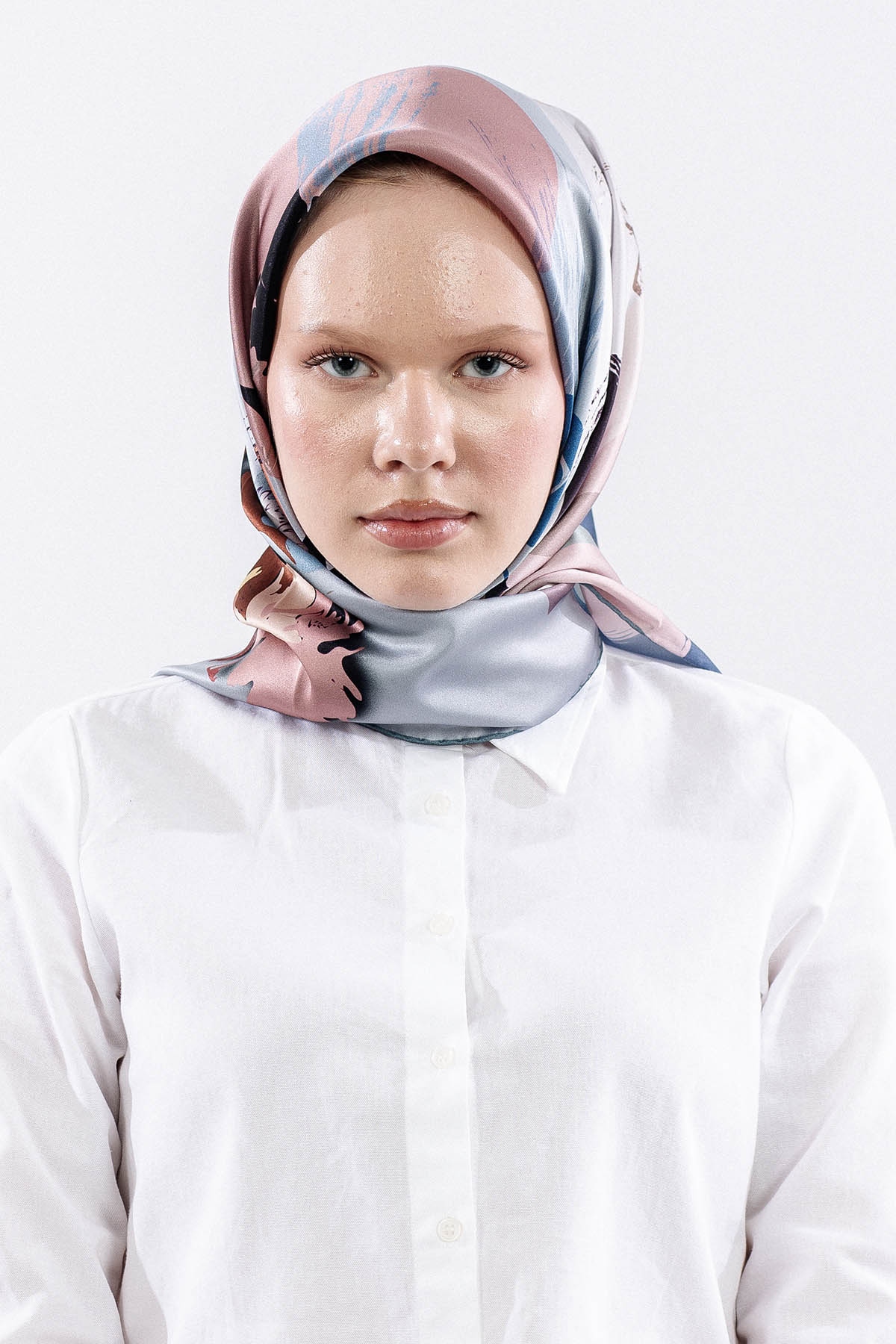 Z-4544 İpek Eşarp 90*90 Sura Kumas - Buz Mavisi - 1