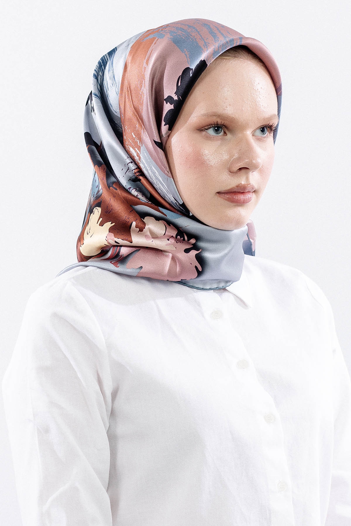 Z-4544 İpek Eşarp 90*90 Sura Kumas - Buz Mavisi - 2