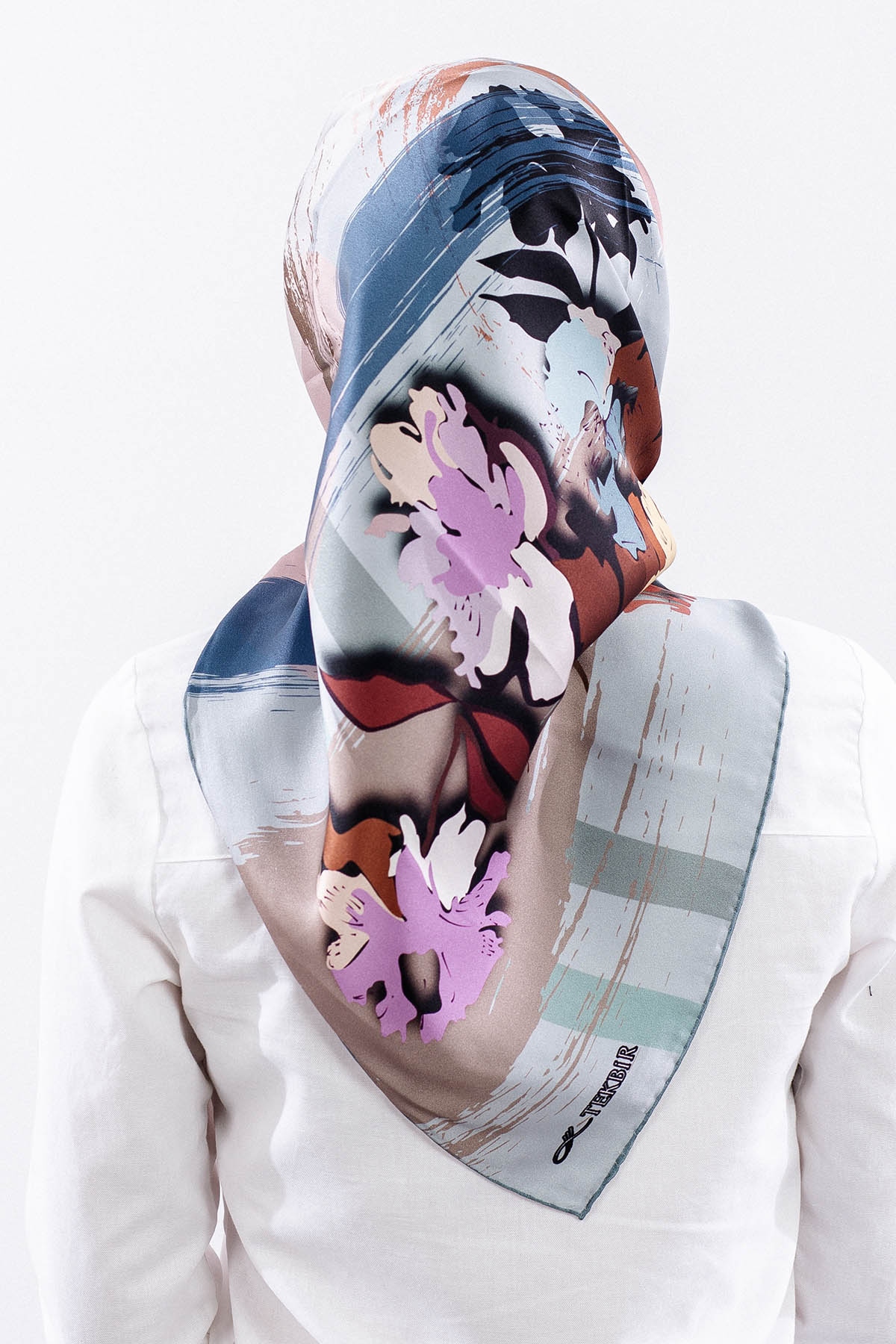 Z-4544 İpek Eşarp 90*90 Sura Kumas - Buz Mavisi - 4