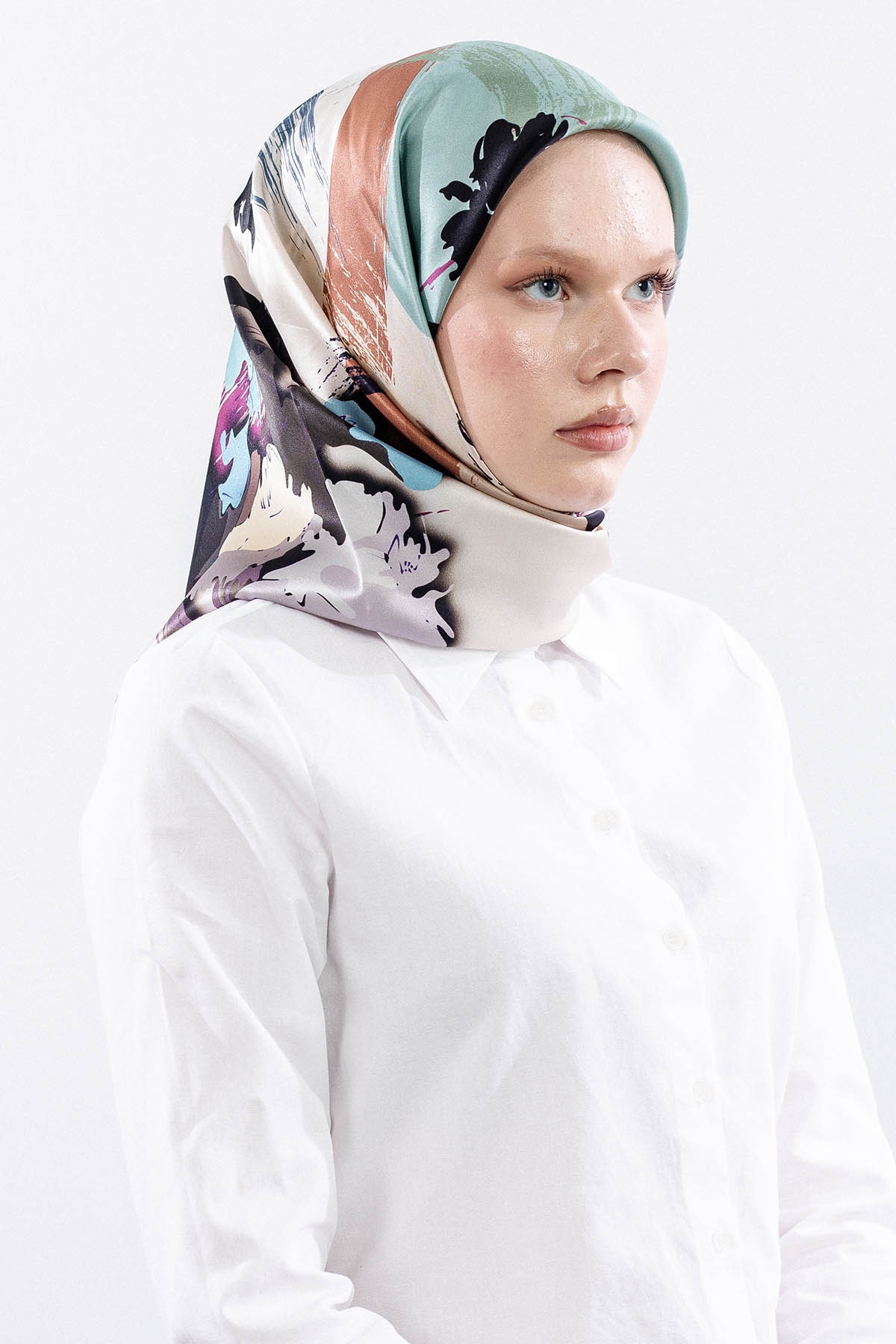 Z-4544 İpek Eşarp 90*90 Sura Kumas - S_kahve - 2