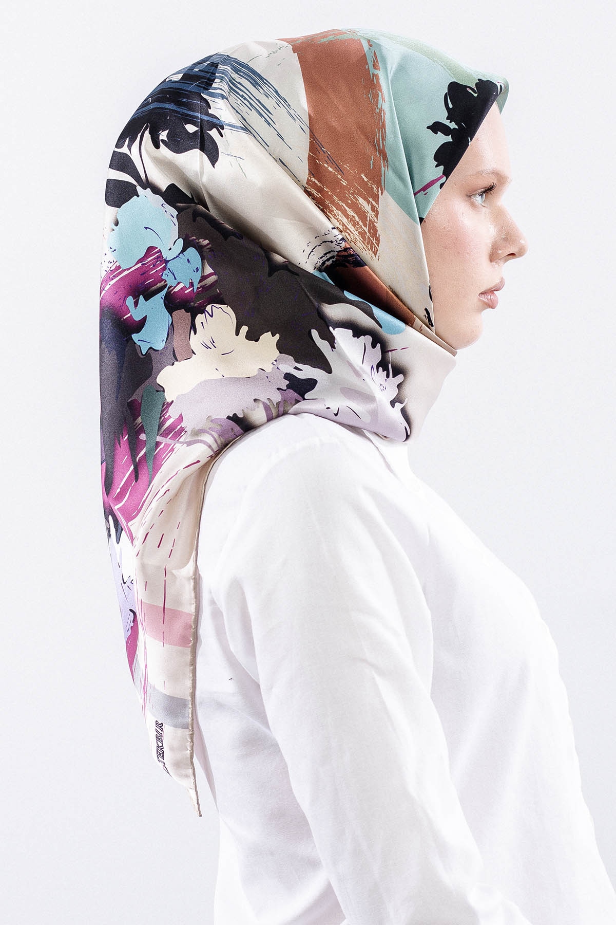 Z-4544 İpek Eşarp 90*90 Sura Kumas - S_kahve - 3