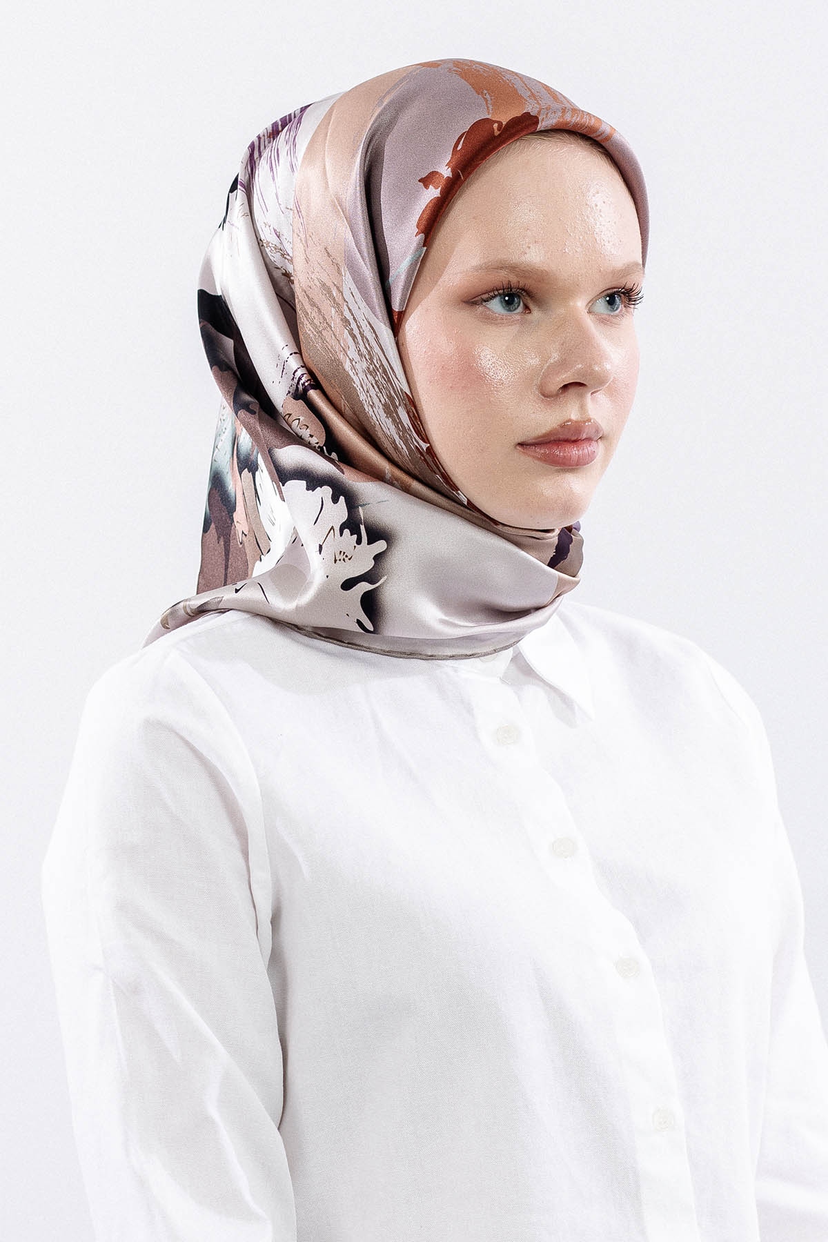 Z-4544 İpek Eşarp 90*90 Sura Kumas - Vizon - 2