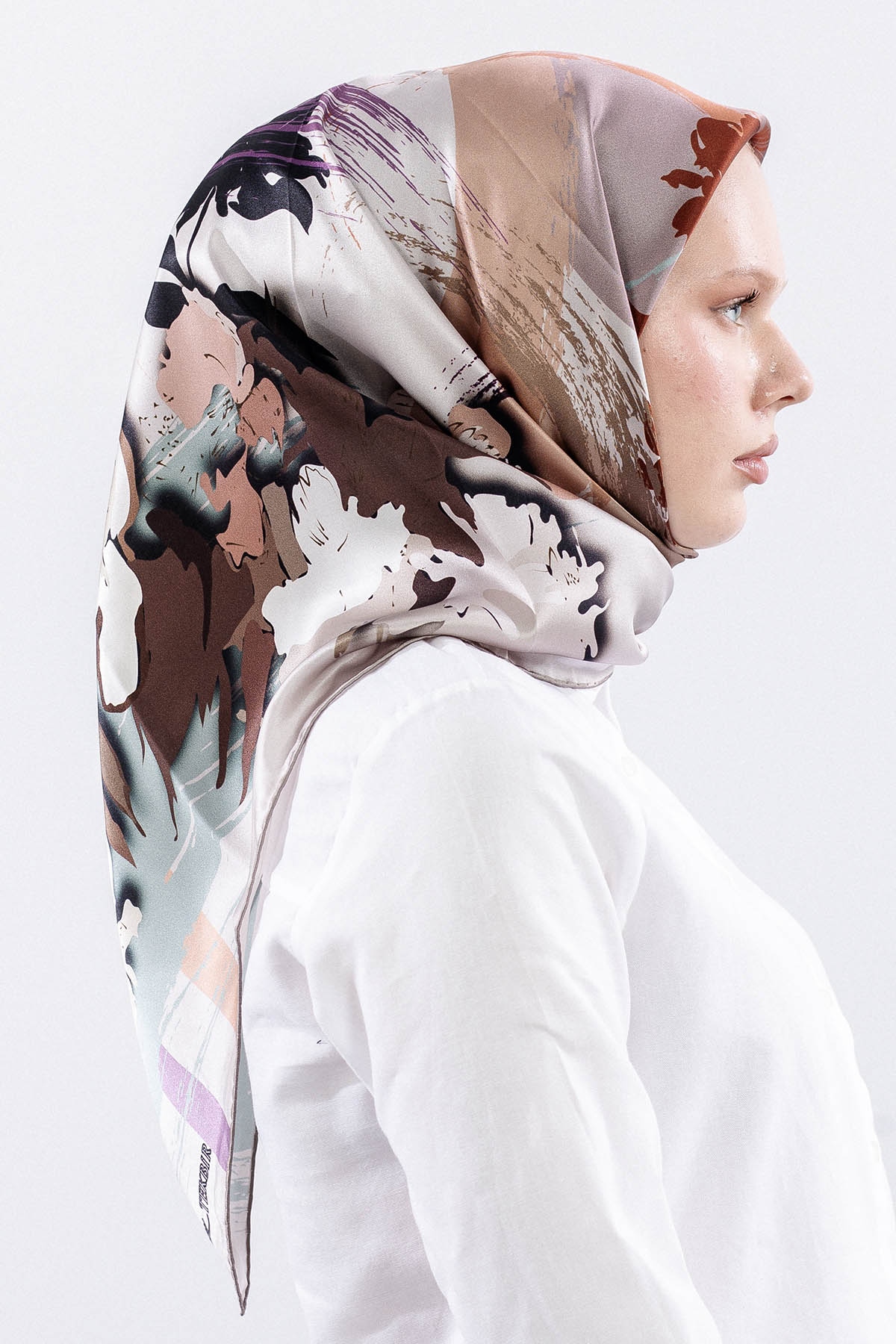 Z-4544 İpek Eşarp 90*90 Sura Kumas - Vizon - 3