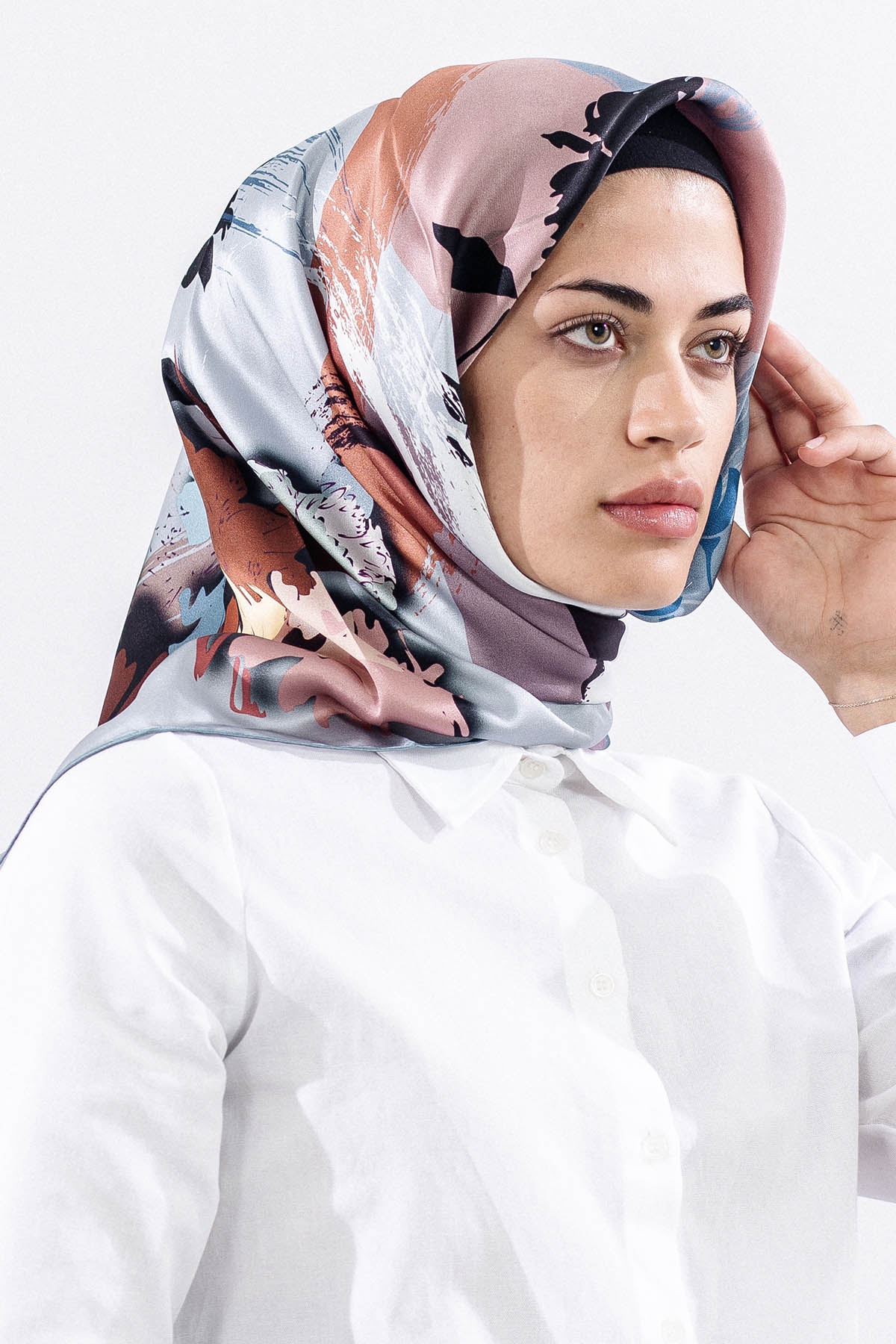 Z-4544 İpek Eşarp - Buz Mavisi - 2