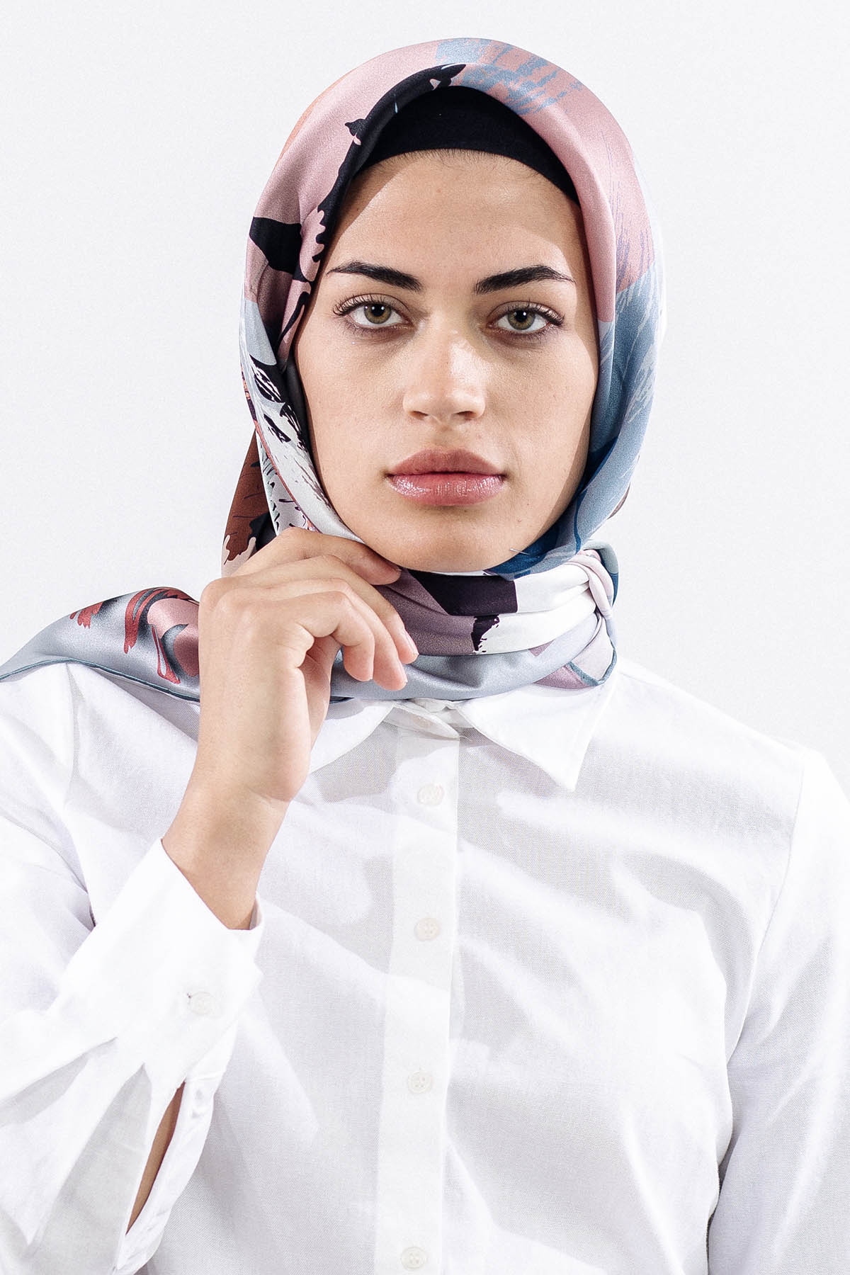 Z-4544 İpek Eşarp - Buz Mavisi - 3