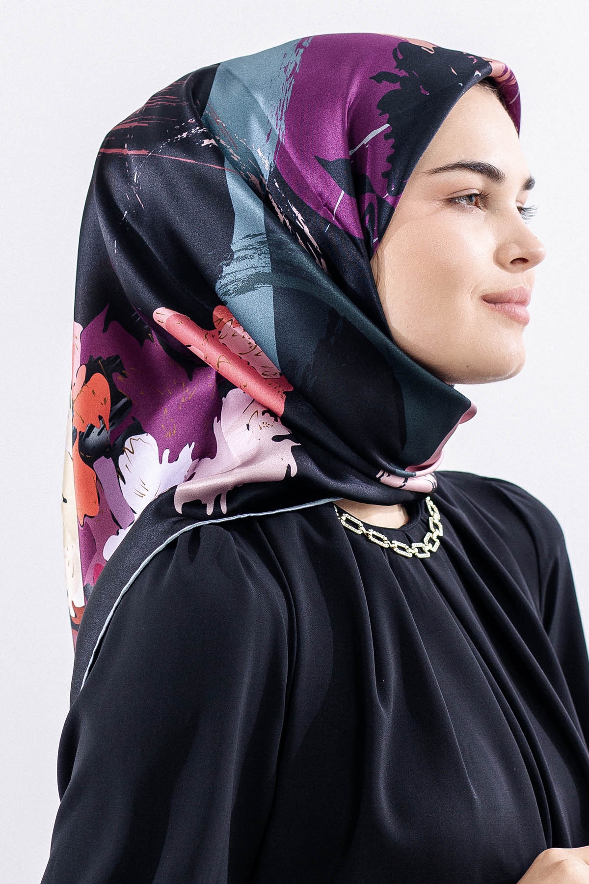 Z-4544 İpek Eşarp - Petrol - 2