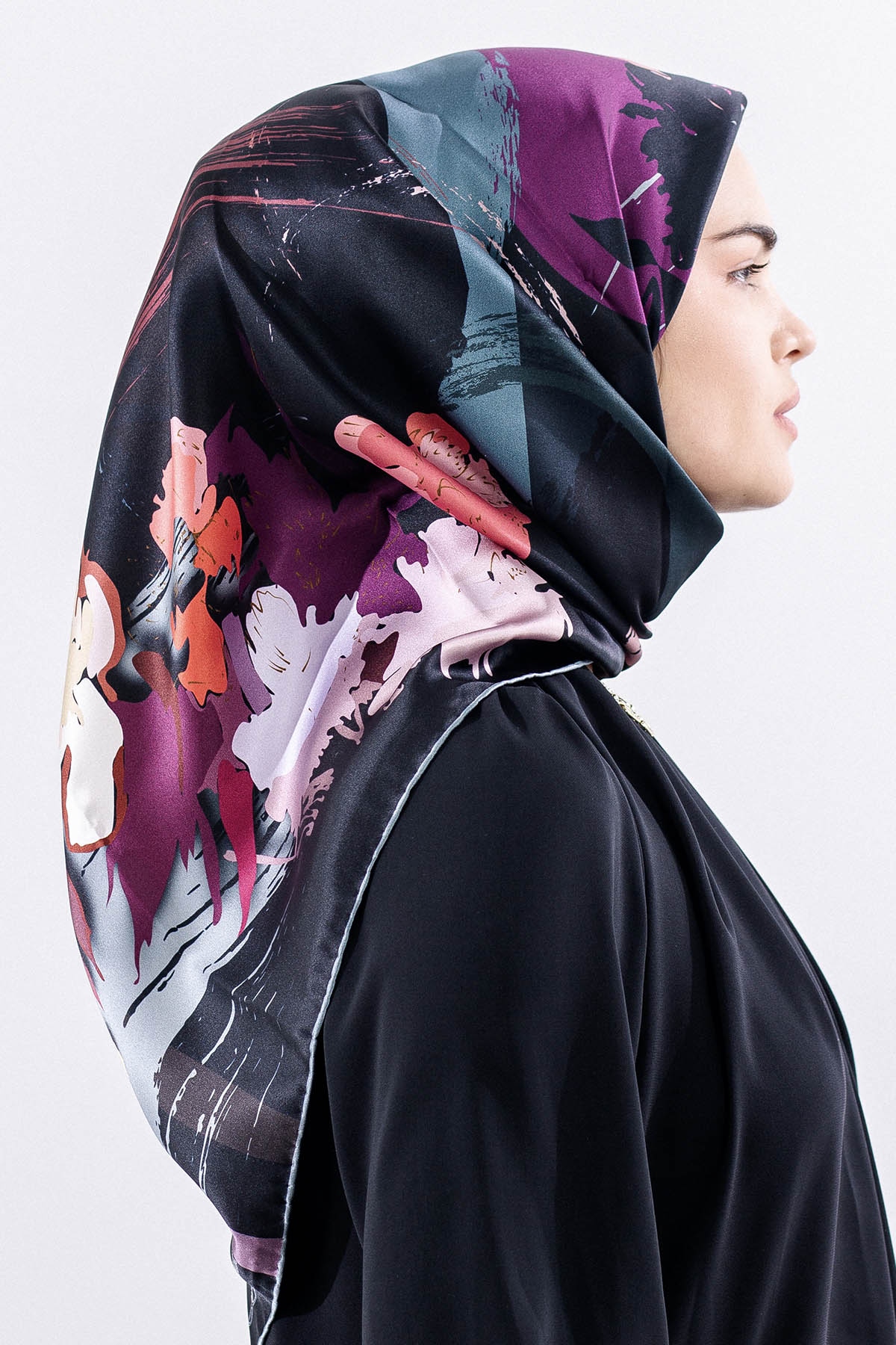 Z-4544 İpek Eşarp - Petrol - 3