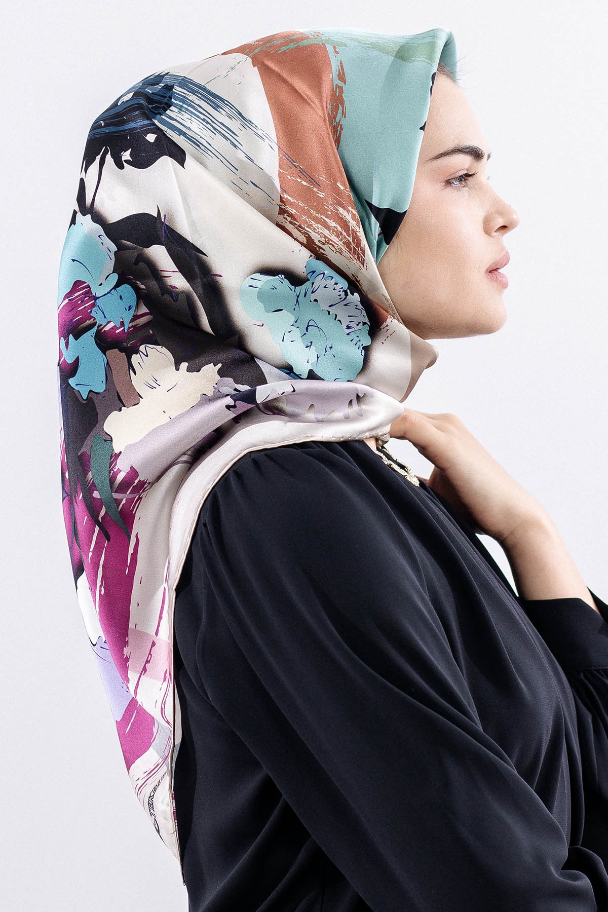 Z-4544 İpek Eşarp - S_kahve - 1