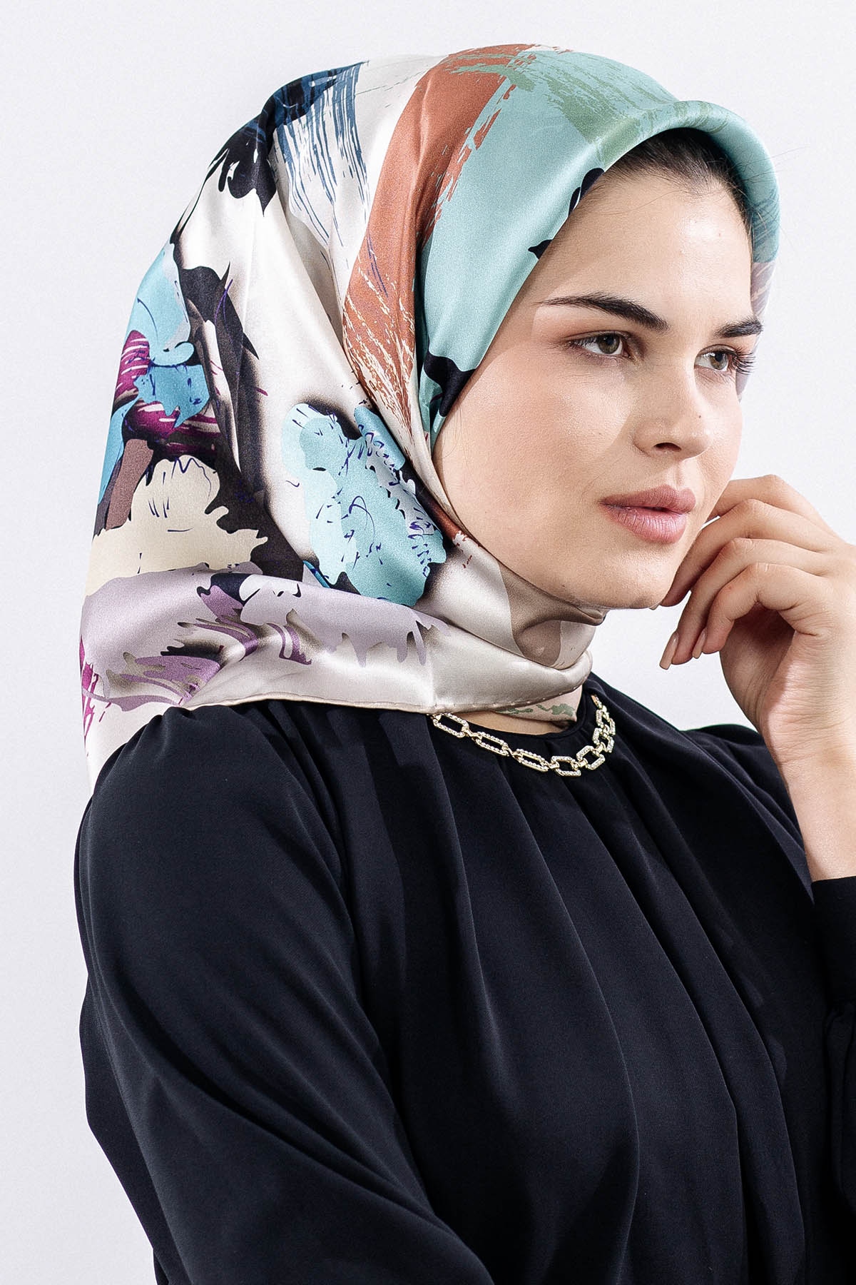 Z-4544 İpek Eşarp - S_kahve - 2