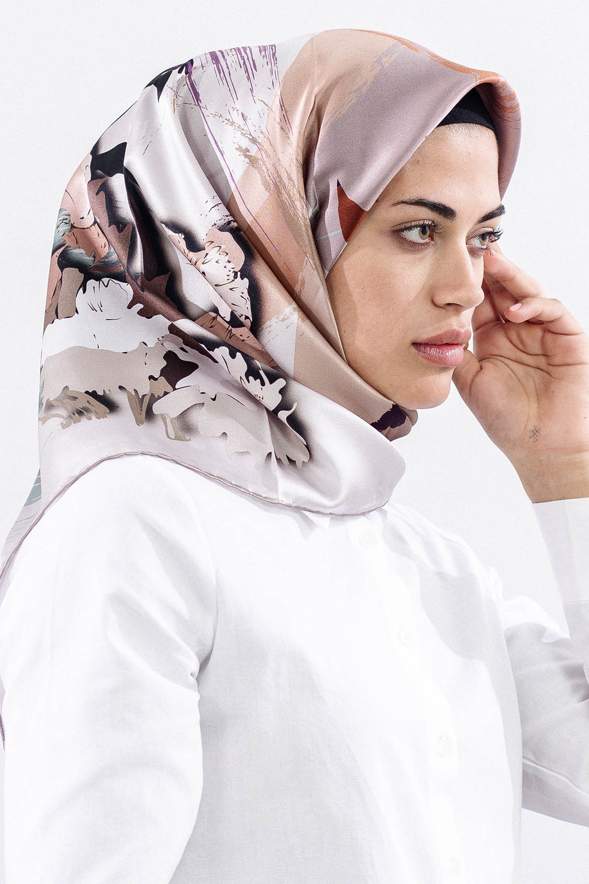 Z-4544 İpek Eşarp - Vizon - 2