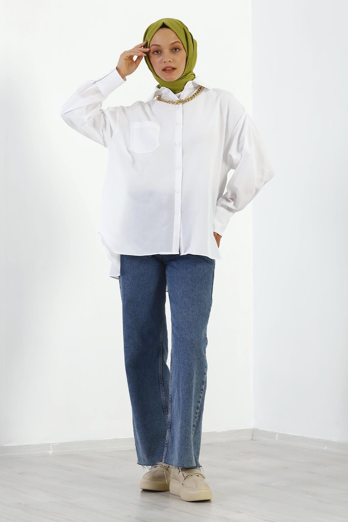 Zincirli Gömlek Tek Msr - Beyaz - 1